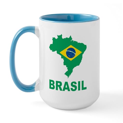 White/Blue Inside - Brazil Large Mug