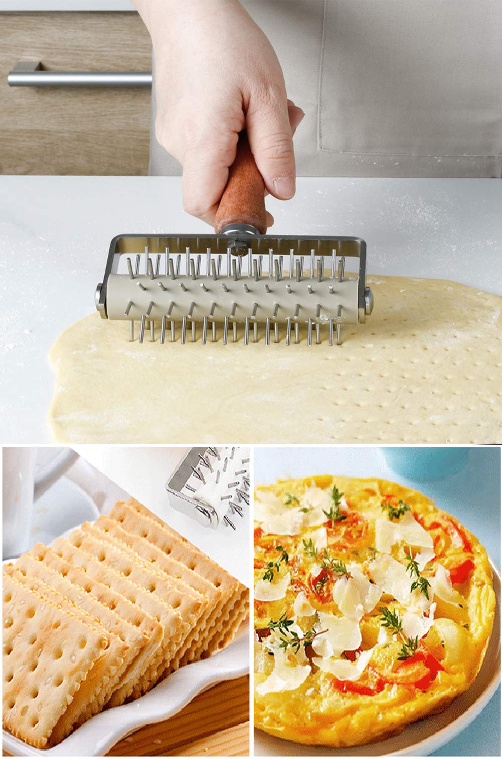 Pizza Dough Docker Roller - Professional Pastry Dough Spiked Roller for Homemade Baking, Prevents Air Bubbles in Pizza, Pie & Crackers | Perfect for Italian Cuisine, Home Bakeries & Restaurant Use