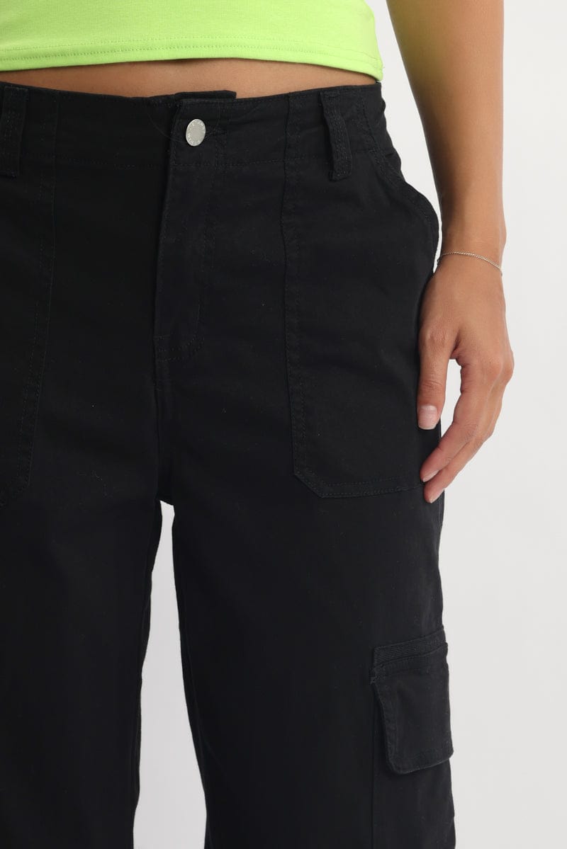 Black Cargo Pants for Men - Mid Rise Tactical Work Pants with Multiple Pockets | Perfect for Outdoor Activities, Hiking, and Casual Wear