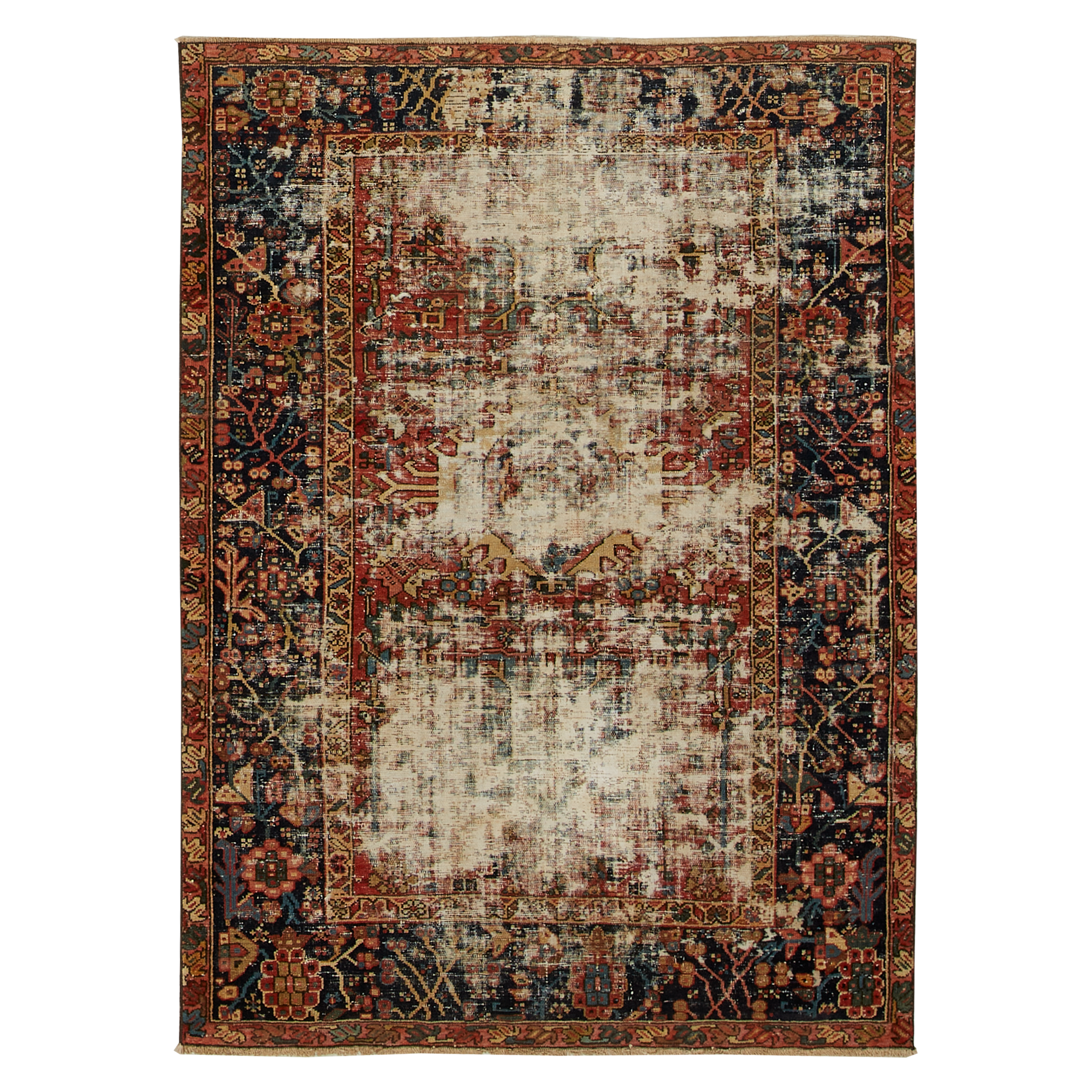 Vintage Heriz Persian Rug C 1920 - Authentic Handmade Oriental Carpet for Living Room, Bedroom & Home Decor