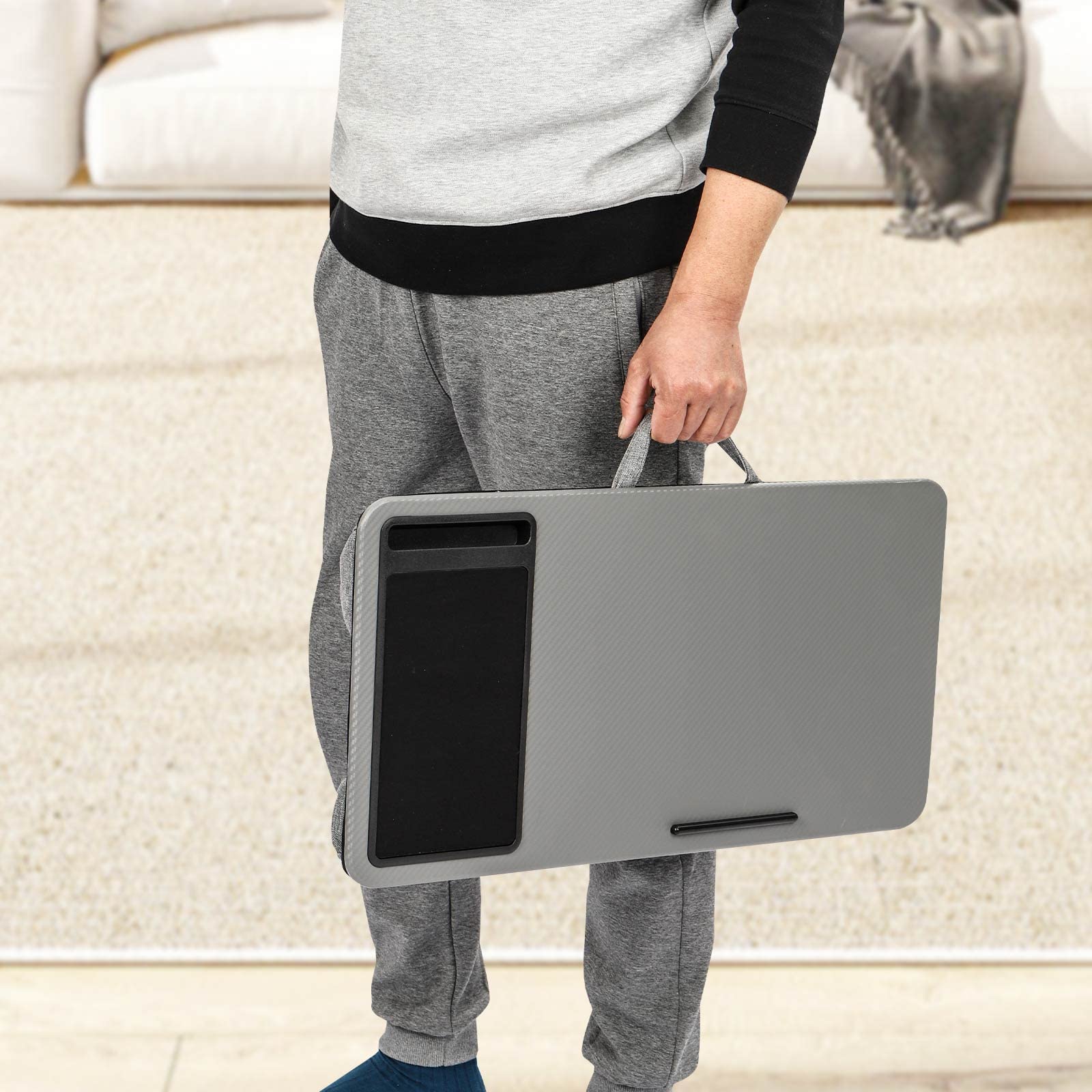 Youyijia Large Lap Desk Tray 22.6x12x2.4in - Portable Laptop Stand for Bed & Sofa, Ergonomic Laptop Cushion with Cooling Function - Perfect for Working, Studying, Gaming or Watching Movies in Bed