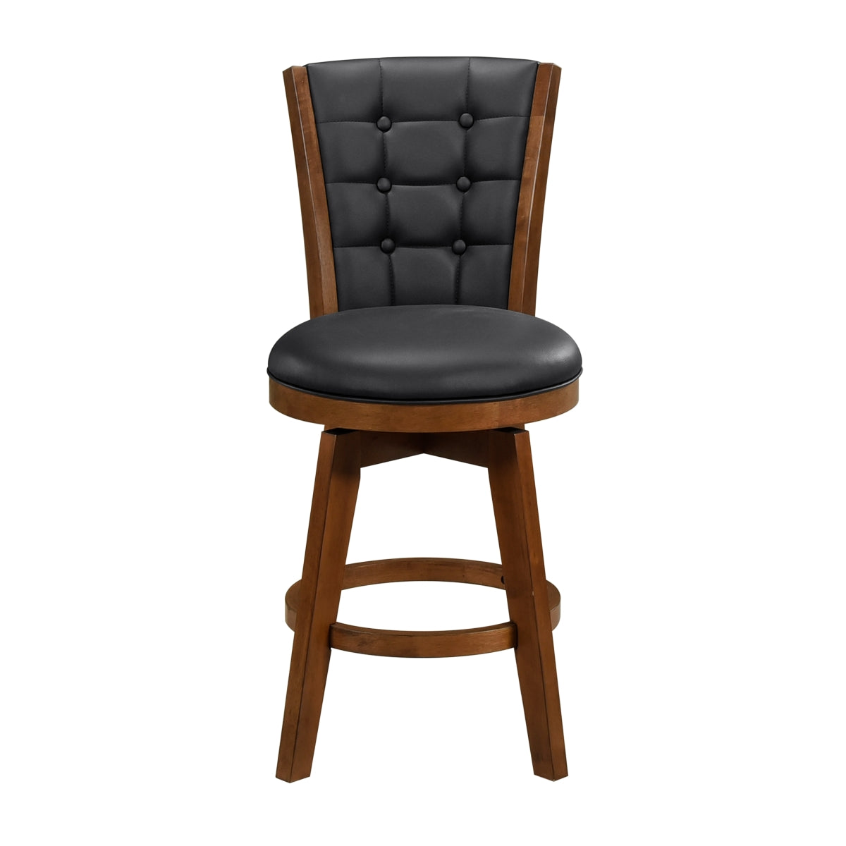 2 Pack Chestnut Swivel Bar Stools - Counter Height Adjustable Swivel Chairs for Kitchen Island, Breakfast Nook & Home Bar - Modern Espresso Brown Wooden Stools with Padded Seat