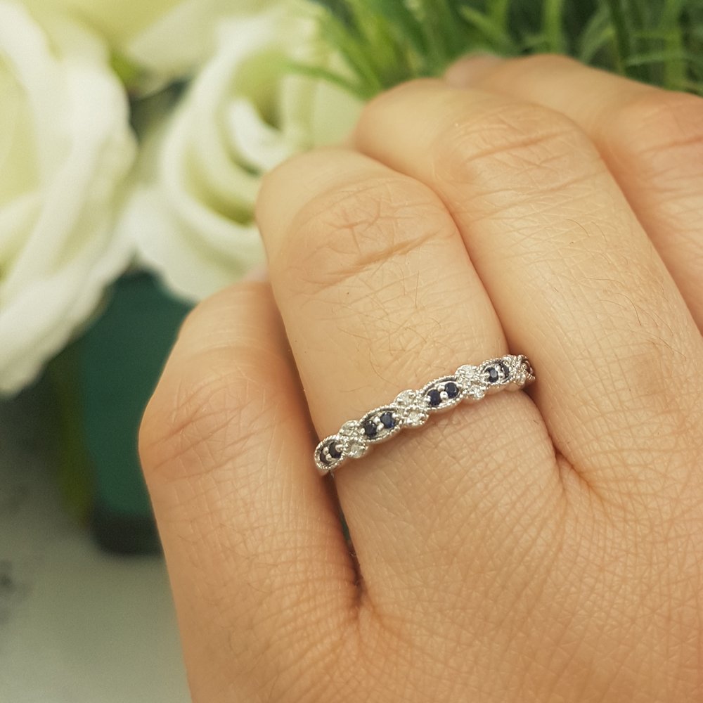 Dazzlingrock 925 Sterling Silver Round Gemstone & White Diamond Marquise Miligrain Ring for Women | Elegant Jewelry Gift for Anniversary, Wedding, or Special Occasions