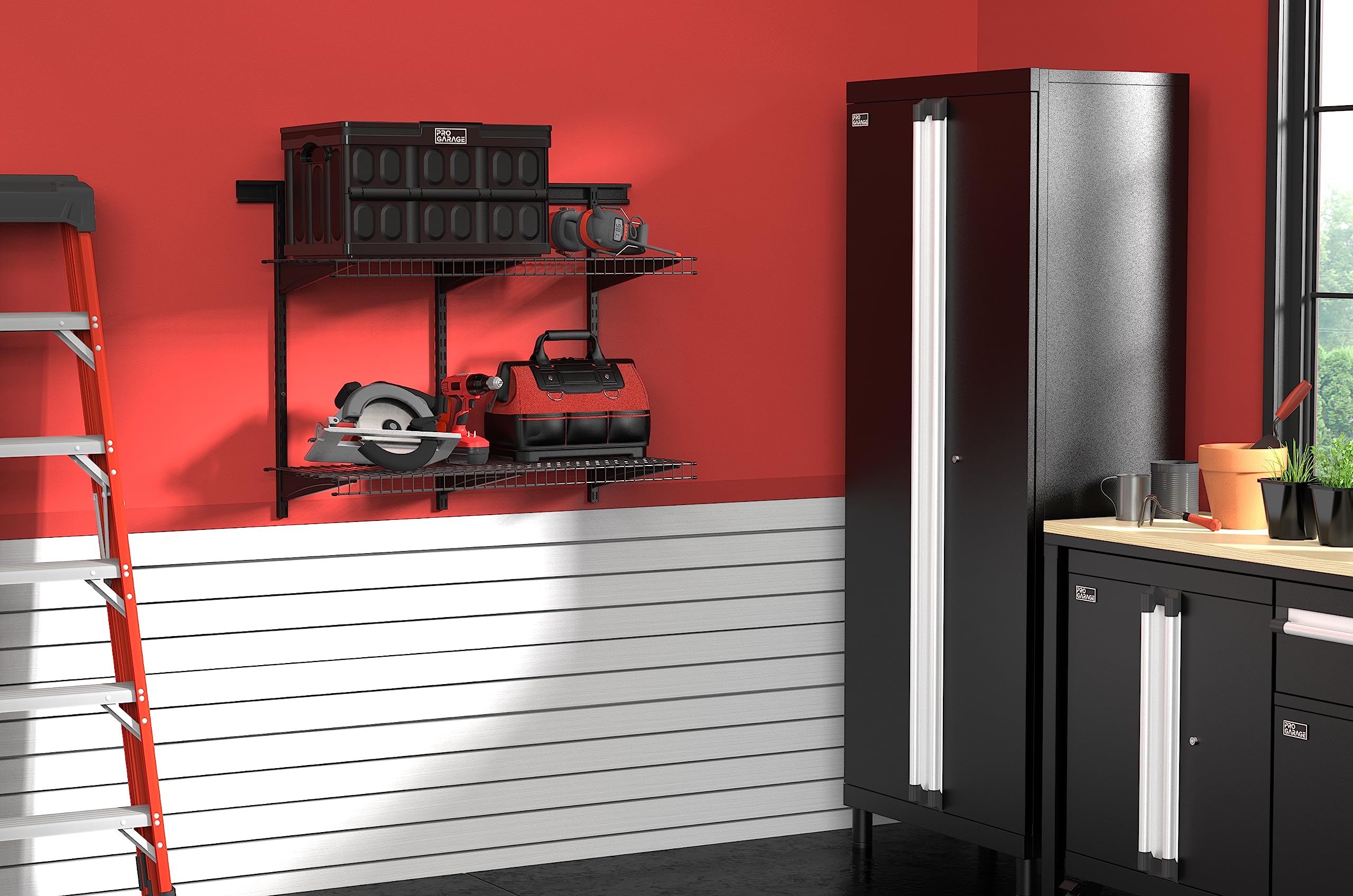 ClosetMaid MaxLoad Heavy Duty Wall Shelf Kit for Garage Storage - 2 Adjustable ShelfTrack Wire Shelves, Black Finish - Perfect for Organizing Tools, Sports Equipment & Home Supplies