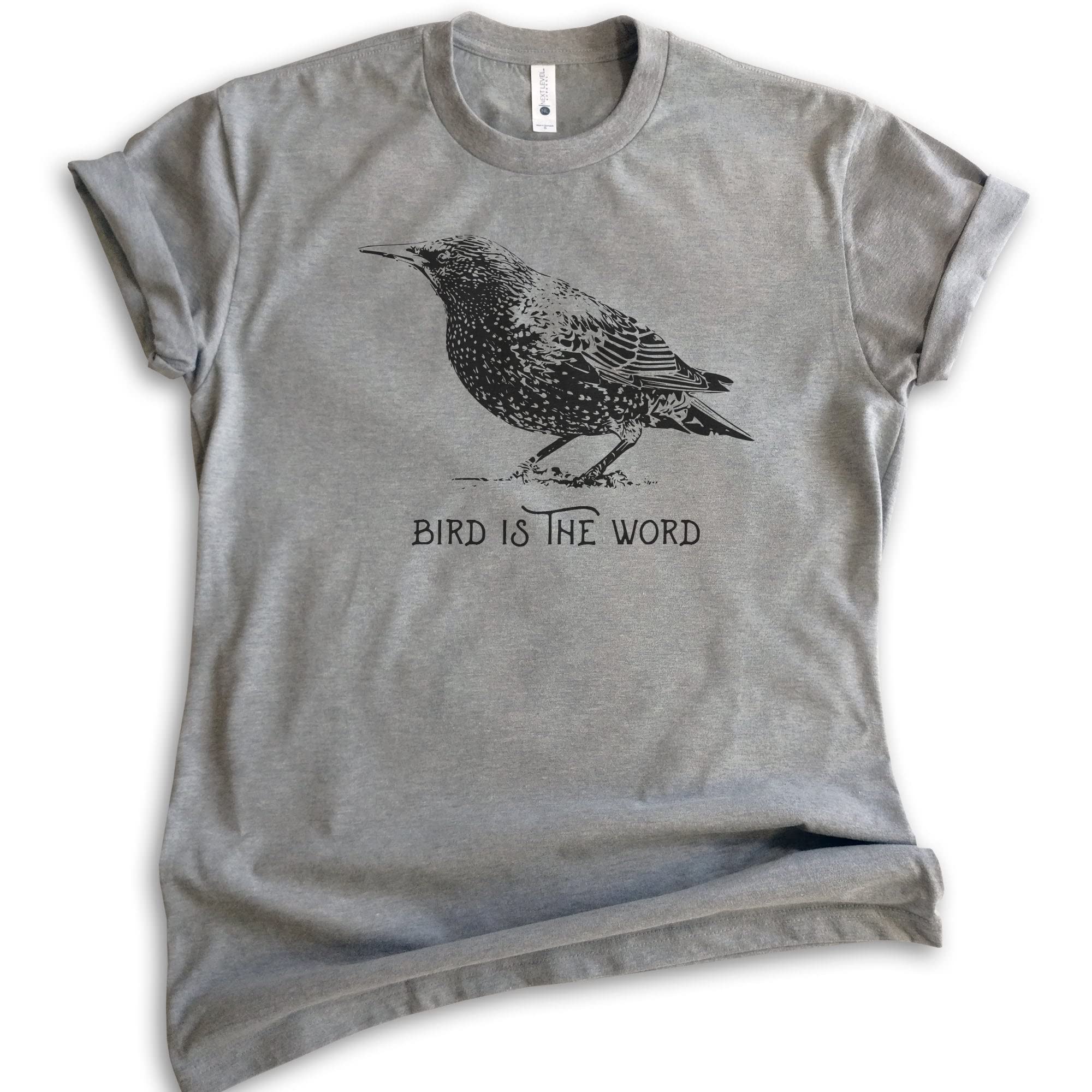 Bird is The Word Shirt - Unisex Animal Lover Tee for Women & Men - Soft Cotton Dark Heather Gray Graphic T-Shirt - Perfect for Casual Wear, Gifts & Bird Watching Enthusiasts