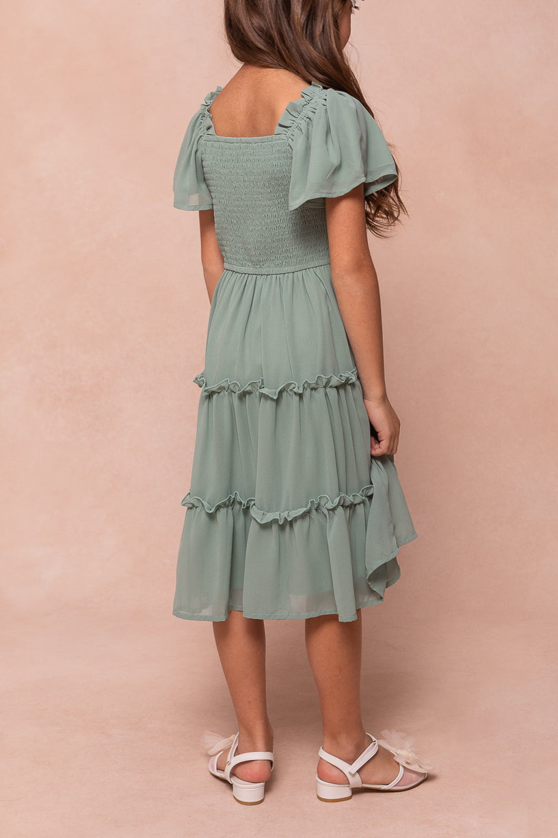 Mini Ellie Dress in Sage Chiffon - Elegant Flowy Summer Dress for Women | Perfect for Weddings, Parties & Special Occasions