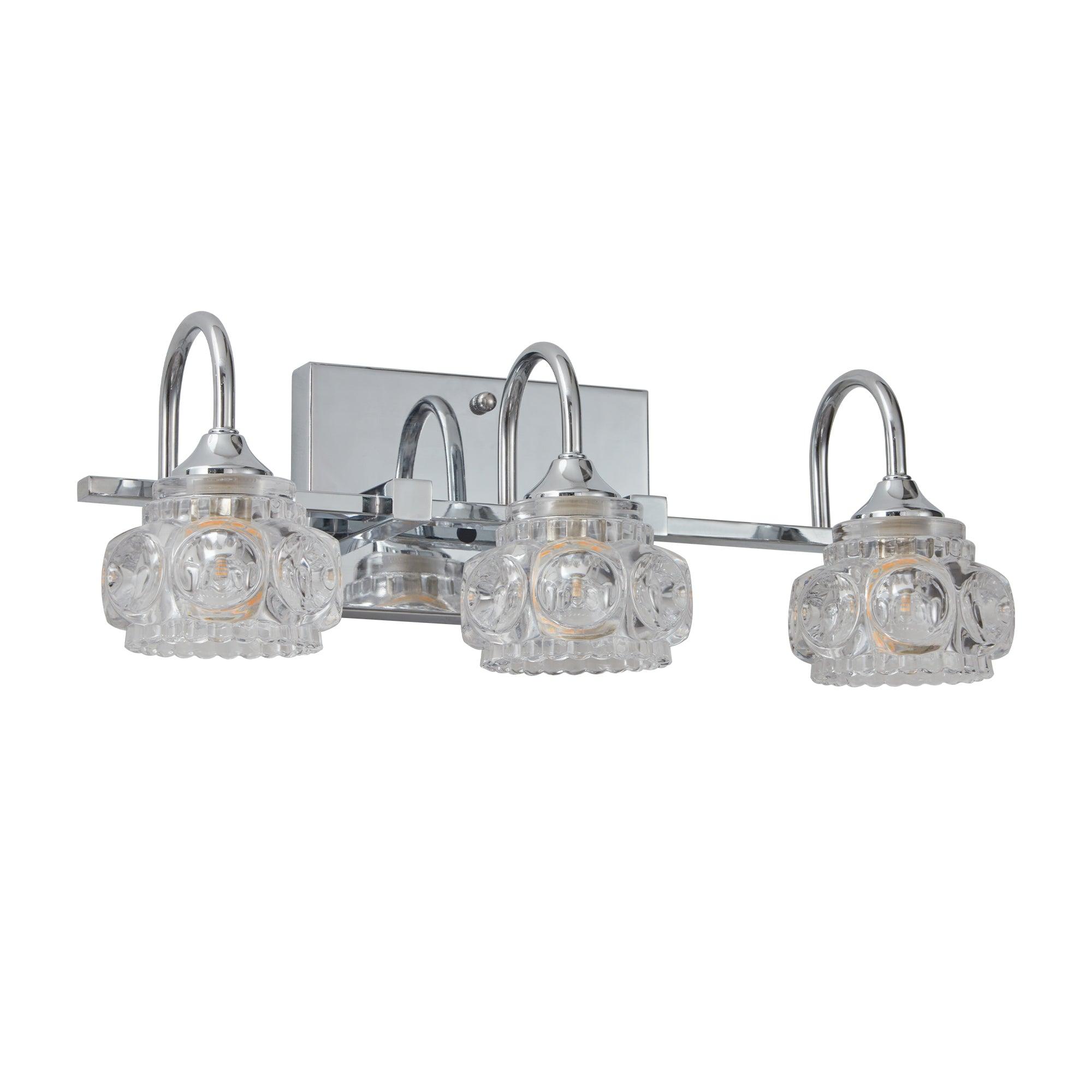 Vintage Crystal Vanity Light - Brushed Nickel Finish Elegant 3-Light Bathroom Mirror Fixture with Clear Glass Shades | Perfect for Master Bath, Powder Room & Dressing Area Lighting