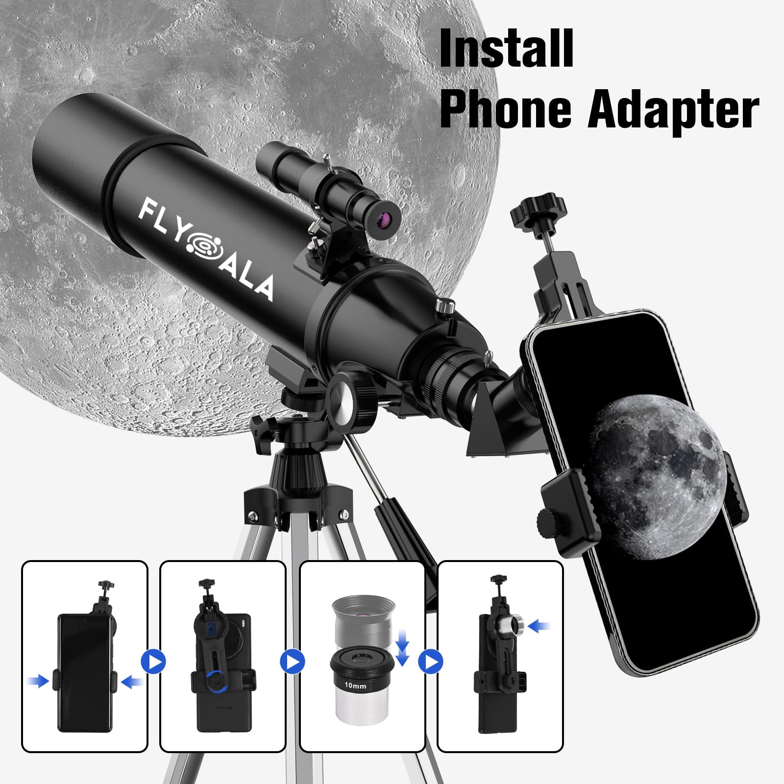 80mm Aperture 600mm Focal Length Refractor Astronomical Telescope for Kids & Adults - High Power 30X-750X, Perfect for Beginners Age 6-12+ | Ideal for Stargazing, Moon Observation & Astronomy Learning