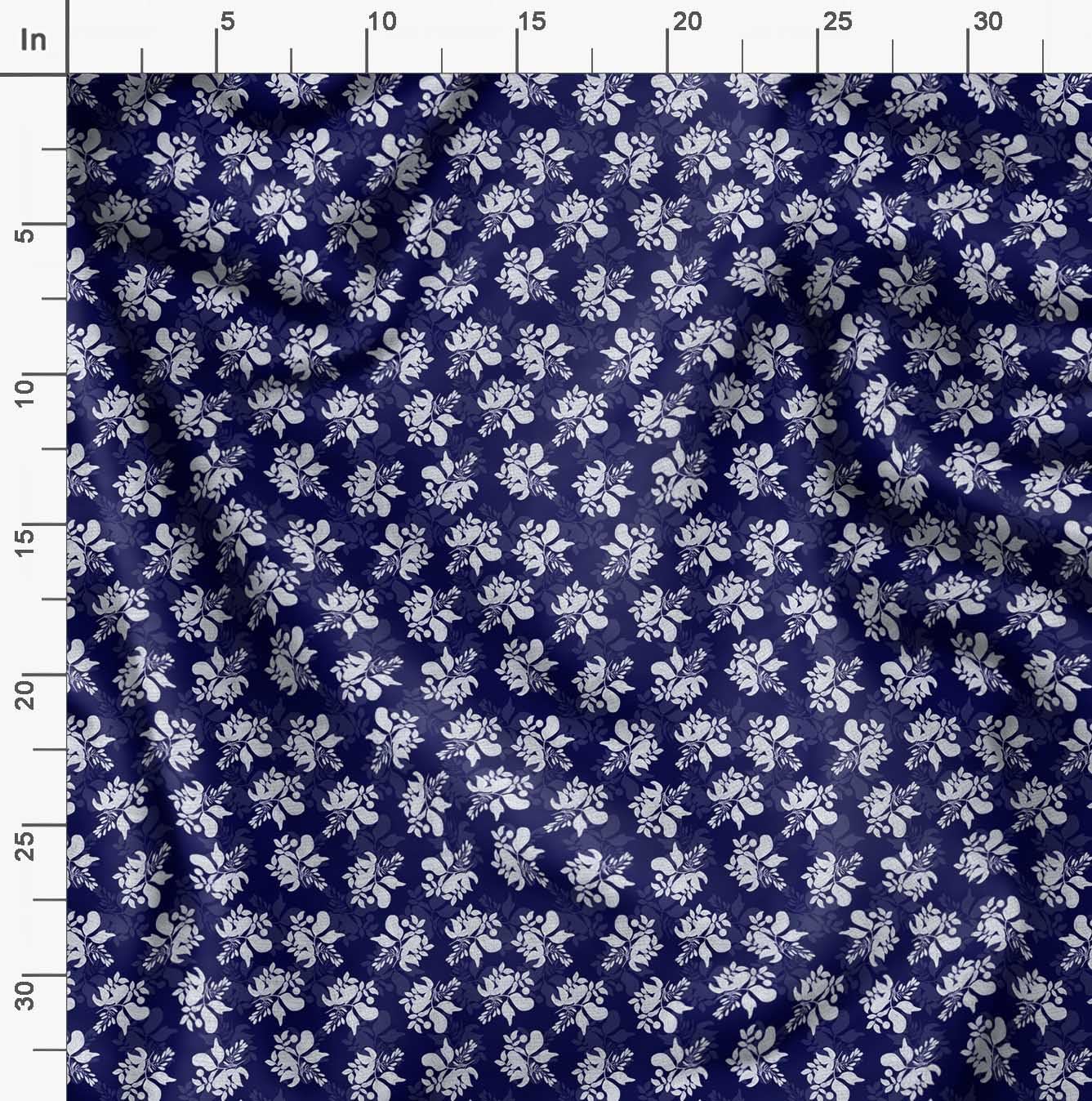 Soimoi Moss Georgette Blue Fabric by The Yard - 42 Inch Wide Printed Fabric with Artistic Leaf & Floral Design for DIY Fashion, Home Decor, and Craft Projects - Elegant Draping Material for Dresses, Curtains, and Scarf Making