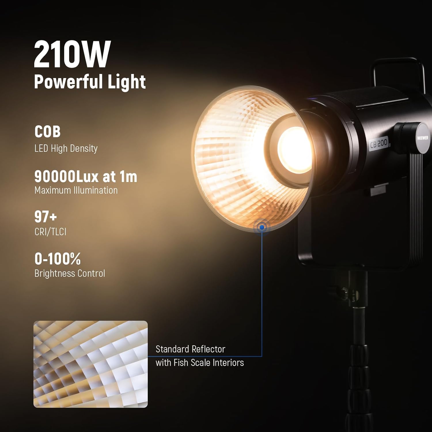 NEEWER CB200B 210W Bi-Color LED Video Light for Photography, Videography, YouTube Studio & Live Streaming - Dimmable Continuous Lighting with High CRI