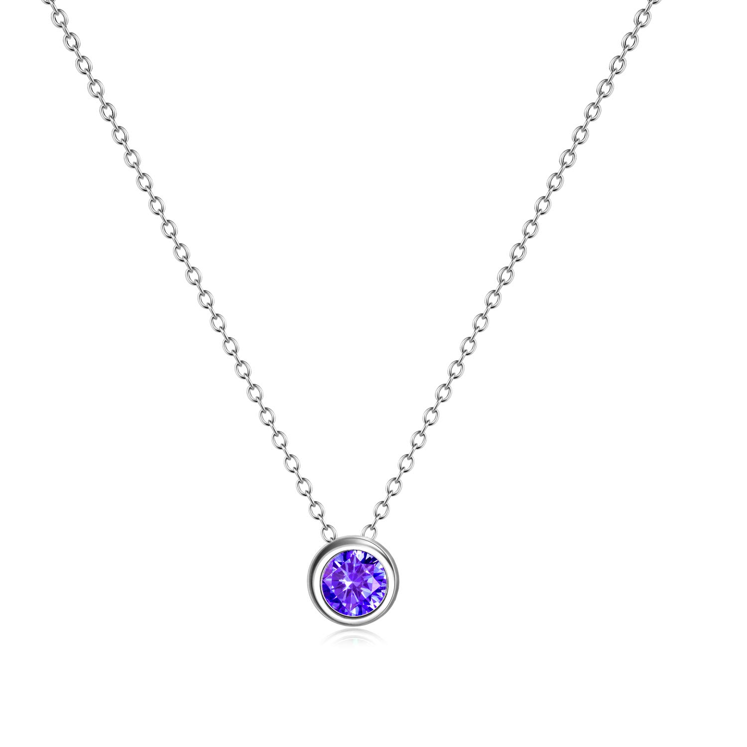 925 Sterling Silver Solitaire Cubic Zirconia Pendant Necklace for Women & Teen Girls - Elegant Gift for Anniversary, Birthday & Valentine's Day