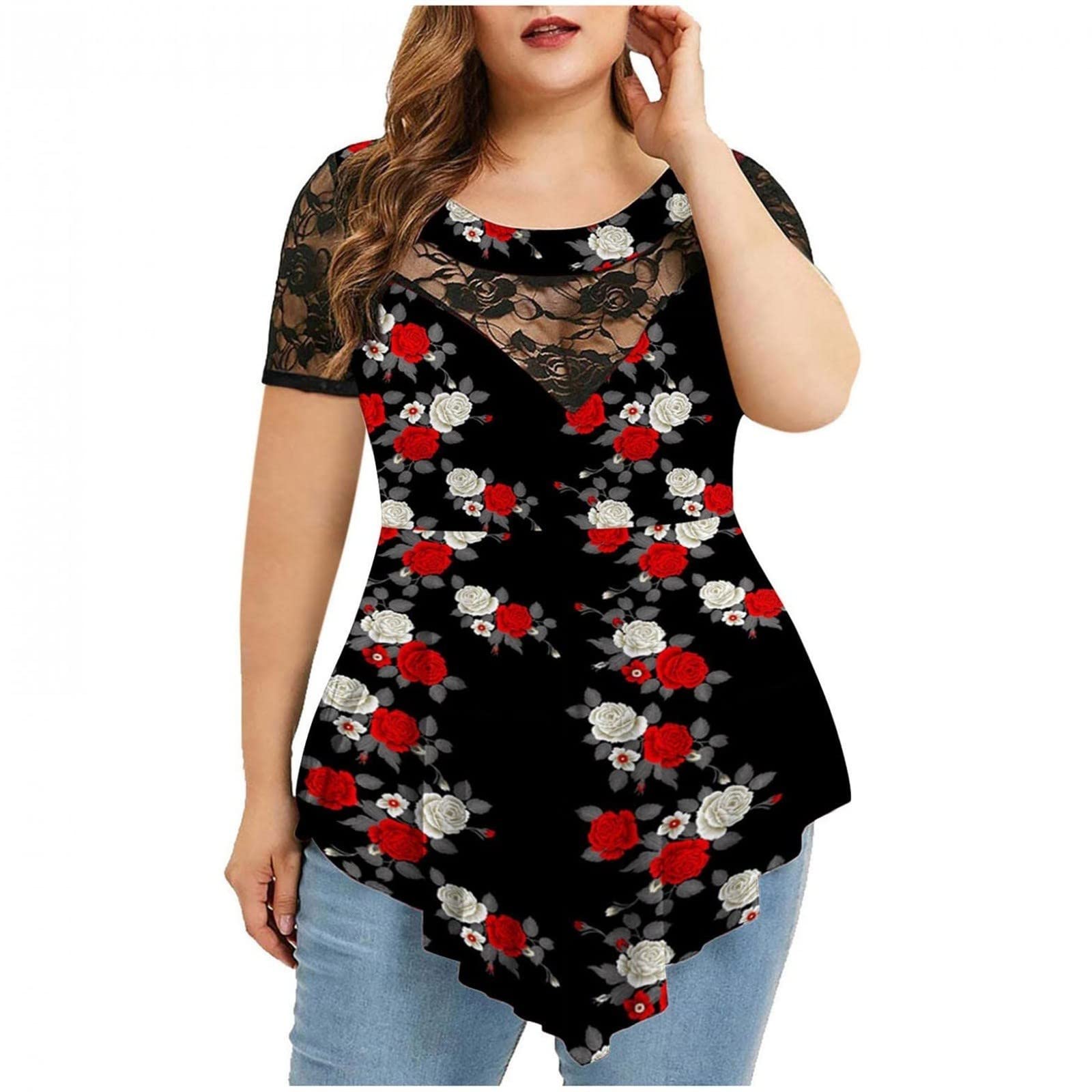 Pxloco Women's V-Neck & O-Neck Casual T-Shirts - Plus Size Summer Short Sleeve Tops for Women | Sexy & Comfortable Loose Fit Tees for Everyday Wear, Beach Outings & Casual Dates