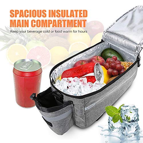 Lixada Waterproof Bicycle Pannier Bag with Detachable Rain Cover - 29L Insulated Cooler Backpack for Cycling Commuting, Grocery Shopping & Outdoor Picnics - Multifunctional Bike Seat Trunk Bag (29 x 16 x 17cm)