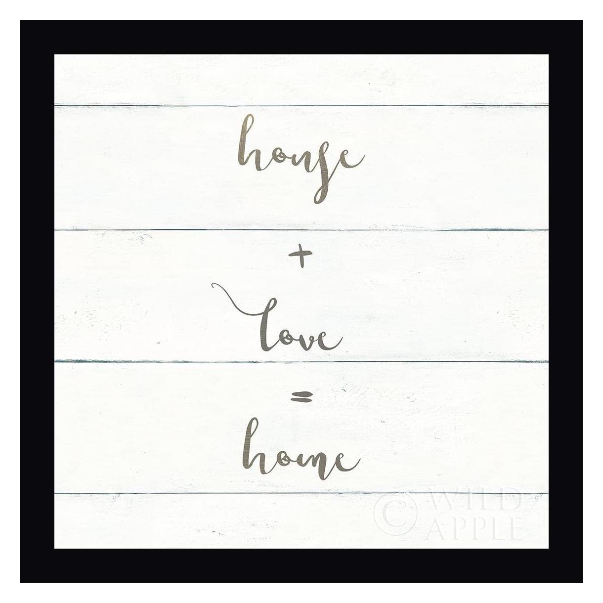 Wild Apple Portfolio Home Sweet Home IV Shiplap Framed Canvas Art Print - 24x24 Inch Black Frame Wall Decor - Ready to Hang for Living Room, Bedroom & Office