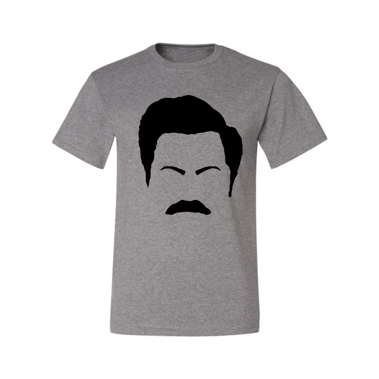 Ron Swanson Mustache Face Silhouette Graphic T-Shirt for Men - Parks and Recreation Pop Culture Fan Gift - Casual Wear & TV Show Merchandise