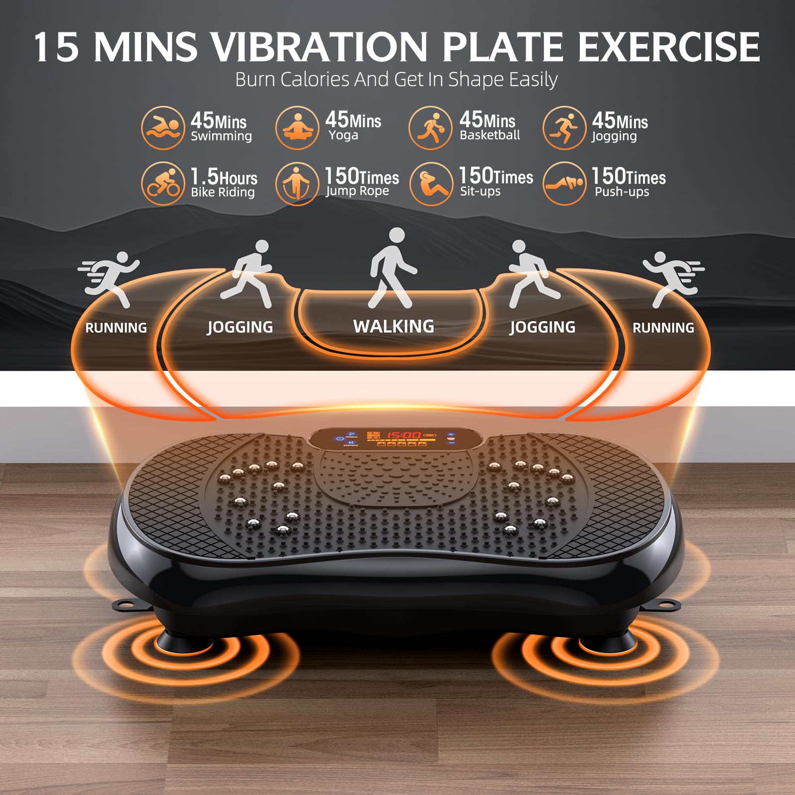 PBYRD Vibration Plate Exercise Machine for Weight Loss & Lymphatic Drainage - Full Body Workout Vibrating Fitness Platform for Home Gym - Tones Muscles & Improves Wellness - Supports 330lbs Max Weight - Perfect for Home Fitness, Post-Workout Recovery & Cellulite Reduction