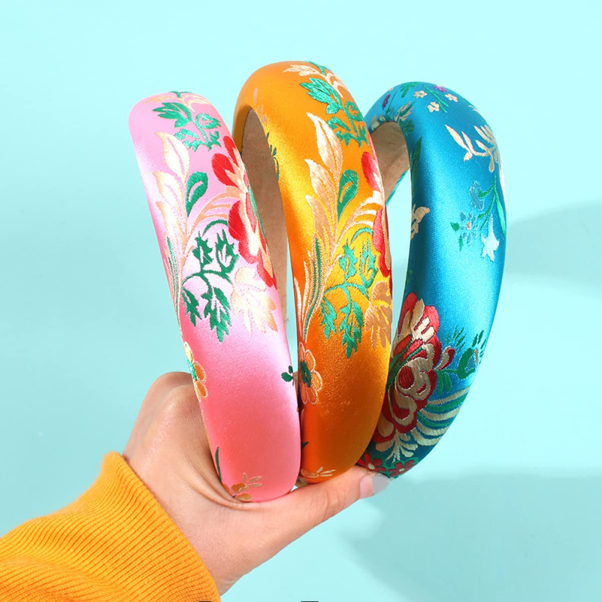 FRCOLOR 1pc Floral Embroidery Headband for Women - Elegant Wide Headband with Flower Design - Perfect for Weddings, Parties, and Everyday Fashion Accessories