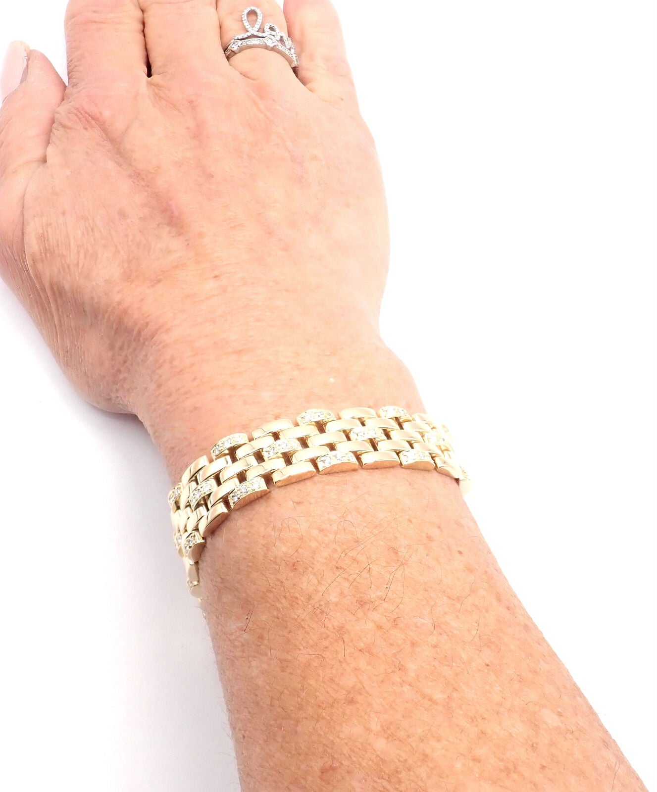 Authentic Cartier Maillon Panthere 18K Gold Diamond Five Row Link Bracelet for Women - Luxury Jewelry Gift for Anniversary, Birthday & Special Occasions