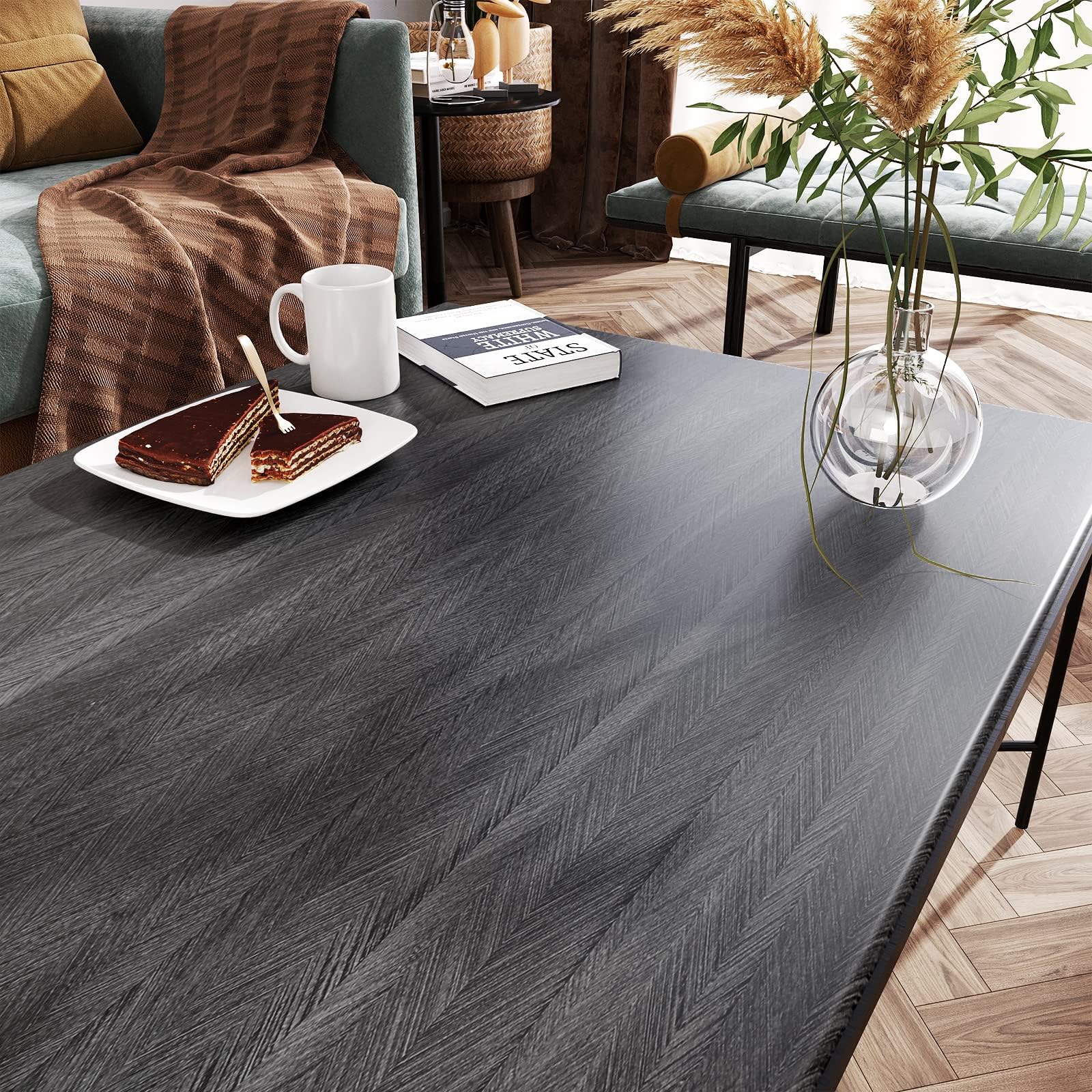 YENHOME Black Wood Contact Paper Peel and Stick 17.7