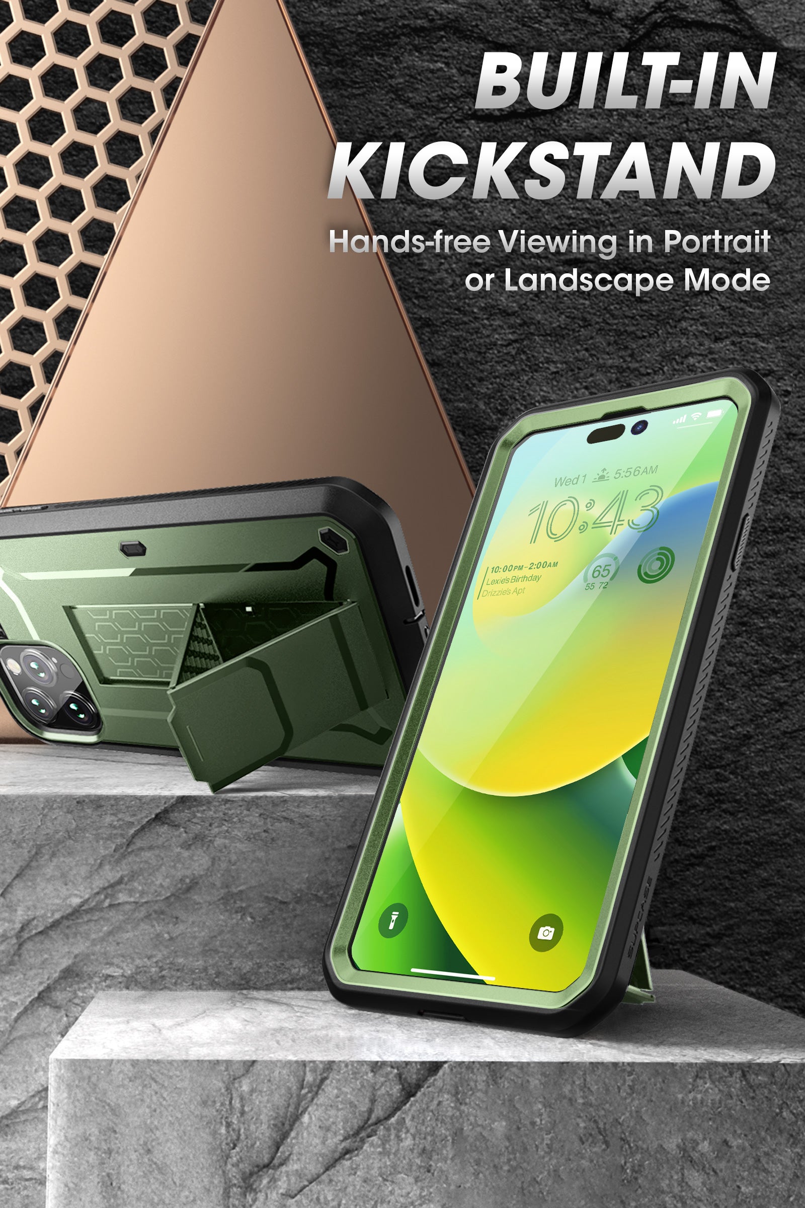 iPhone 14 Pro Case 6.1 Inch - Unicorn Beetle Pro Series Rugged Protective Cover, Military Grade Drop Protection, Dark Green - Perfect for Outdoor Adventures & Extreme Sports