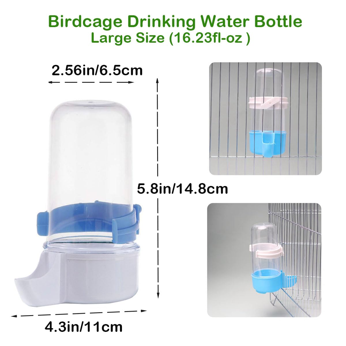 16.9oz Automatic Bird Drinking Water Bottle & Food Feeder - Cage-Mounted Water Dispenser for Small Pets - Ideal for Birds, Hamsters, and Small Animals