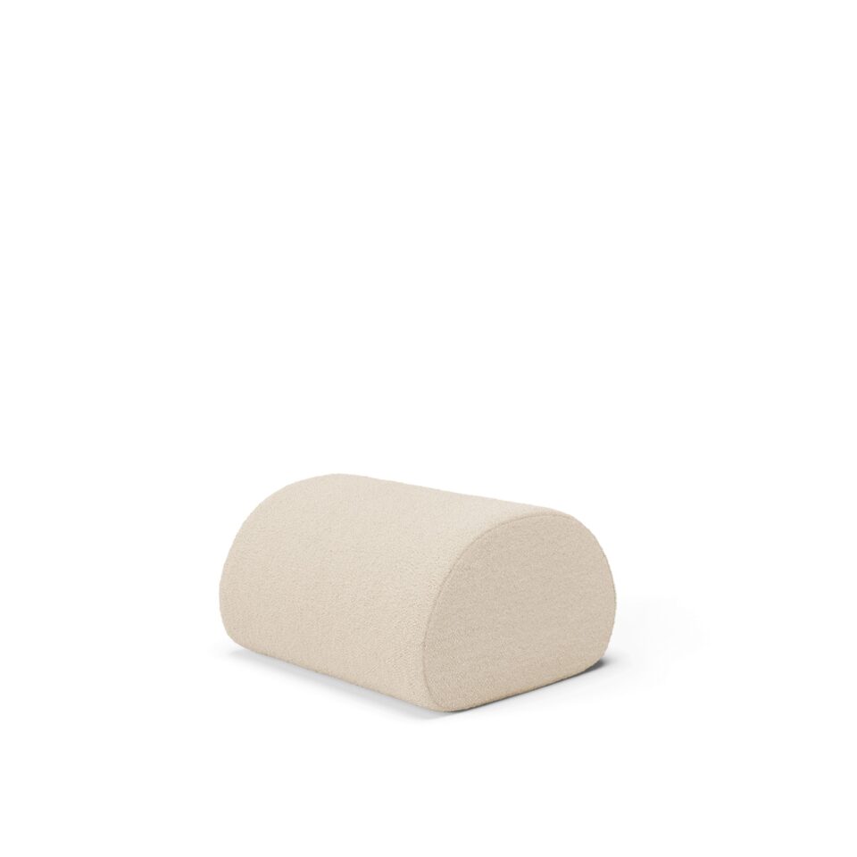 FERM LIVING Rouli Pouf - Pure Bouclé Fabric in Off White | Modern Round Footstool Ottoman for Living Room, Bedroom & Nursery Decor