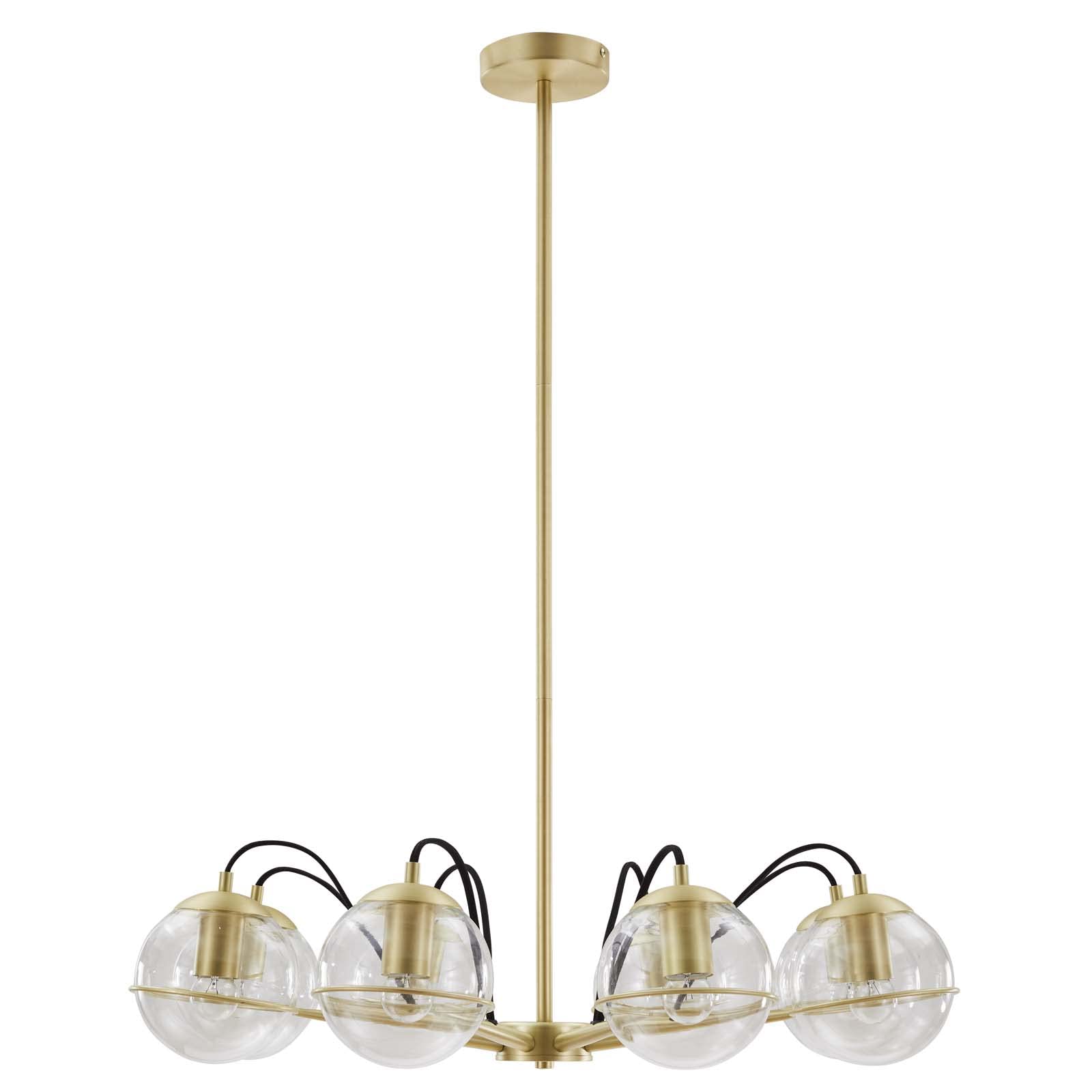 Modway EEI-5307-CLR-GLD Hanna Crystal Chandelier with Gold Accents - Elegant Dining Room Lighting for Home Decor & Wedding Venues