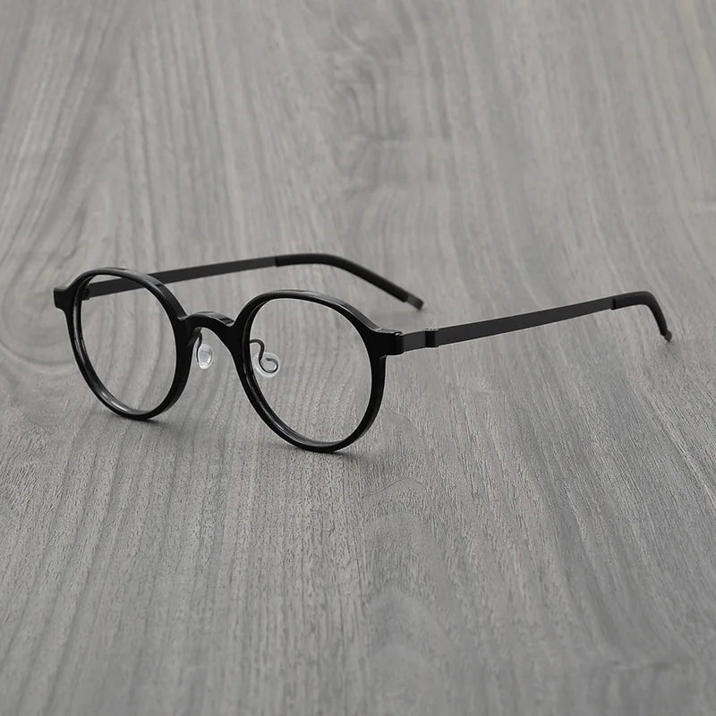 Stylish Black Full Rim Round Titanium Acetate Eyeglasses for Women - Model 6006 | Perfect for Office, Reading & Everyday Fashion Accessory