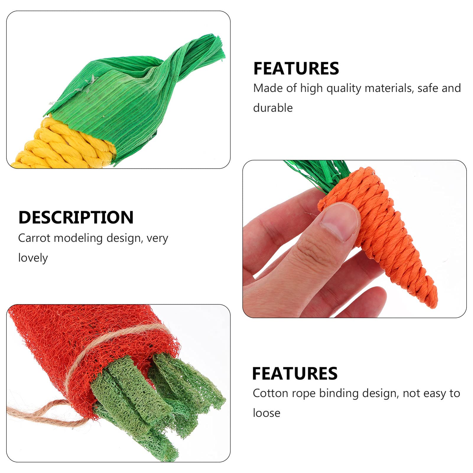 STOBOK 5pcs Hamster Chew Toys for Teeth Care - Natural Cotton Rope Chewing Toys for Rabbits, Guinea Pigs, Parrots & Small Pets - Safe Molar Teething Relief & Stress Relief - Perfect for Cage Play, Dental Health & Boredom Prevention
