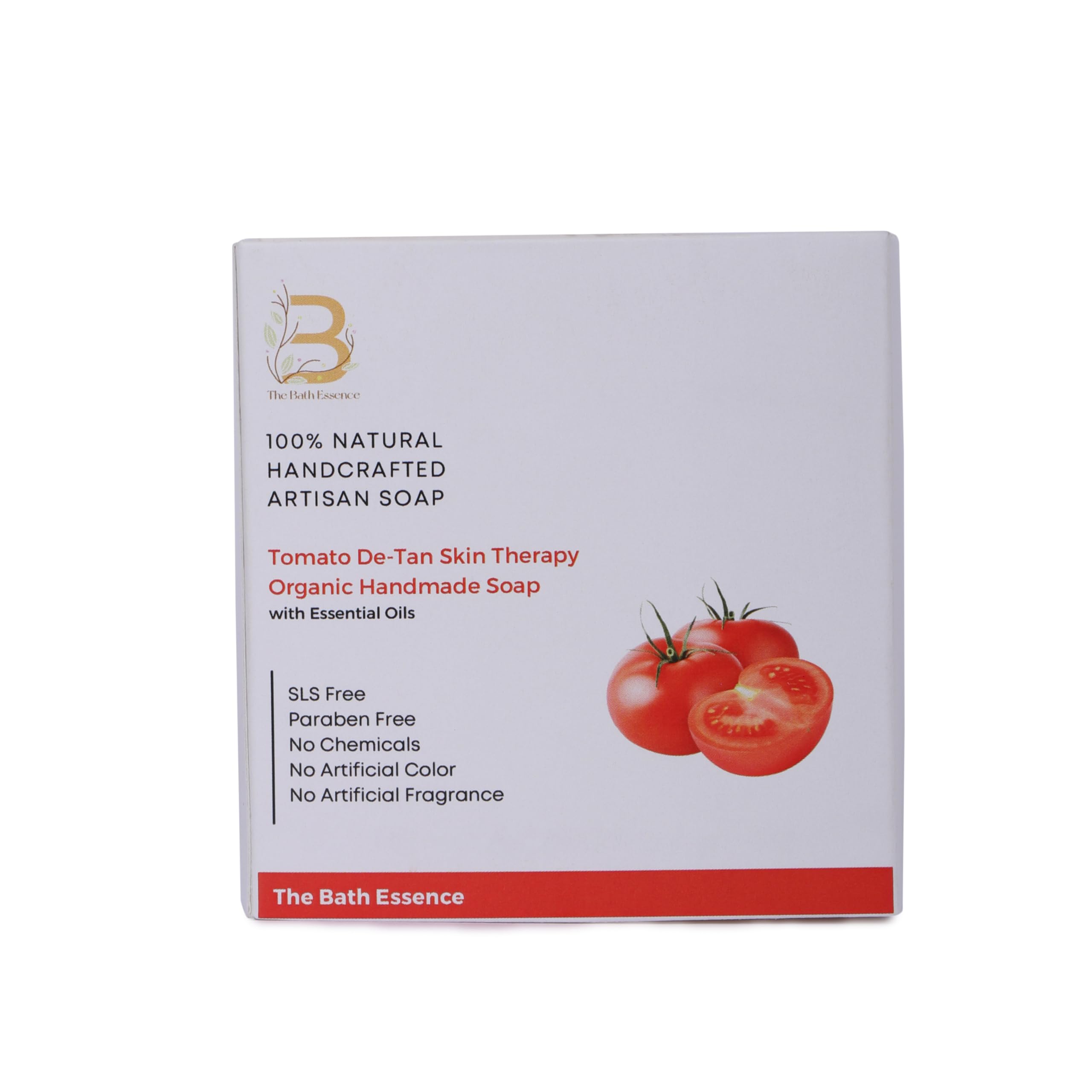 100% Natural Tomato Bath Soap for Skin Whitening & Detan - Cold Processed, Handmade with Essential Oils (100g Bar) | Gentle Cleansing & Brightening for Face & Body | Perfect for Daily Skincare, Spa & Gift Giving