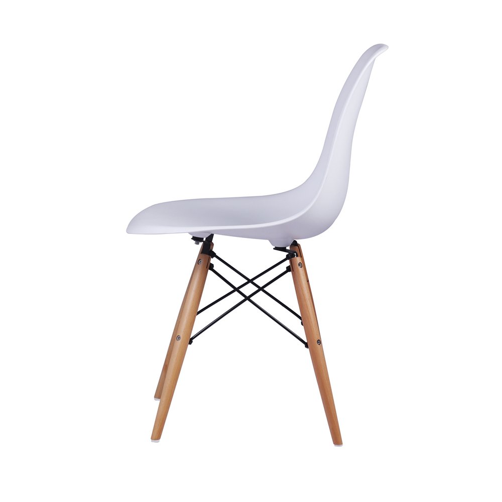GIA Mid-Century Modern Plastic Armless Dining Chairs with Wooden Beech Legs - Set of 2 in White | Perfect for Kitchen, Dining Room & Small Space Decor