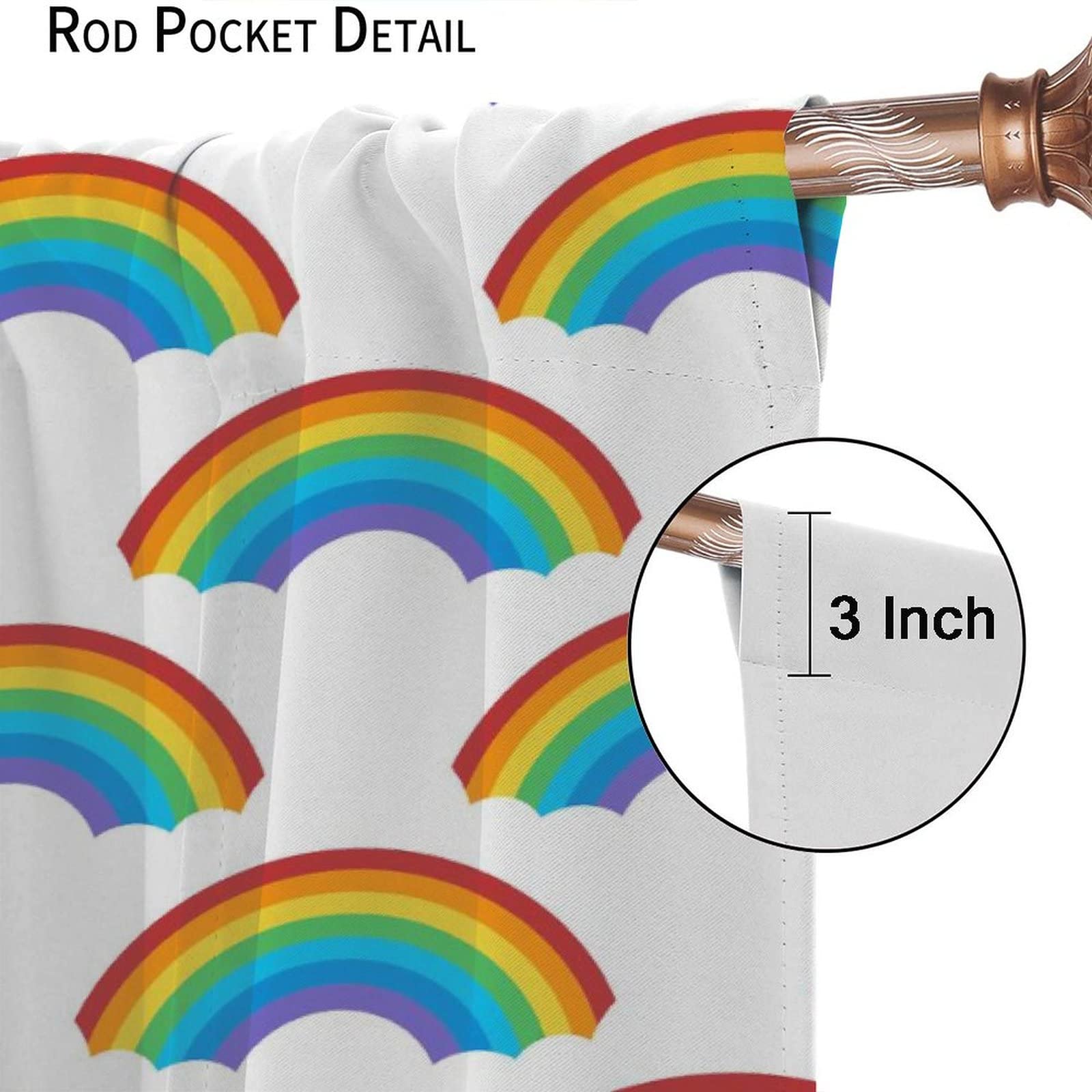 Rainbow Kids Curtains - Seamless Rainbow Pattern Window Treatments for Bedroom, Living Room & Kitchen - 2 Panel Set 84x84 Inches - Perfect for Nursery, Playroom & Cafe Decor