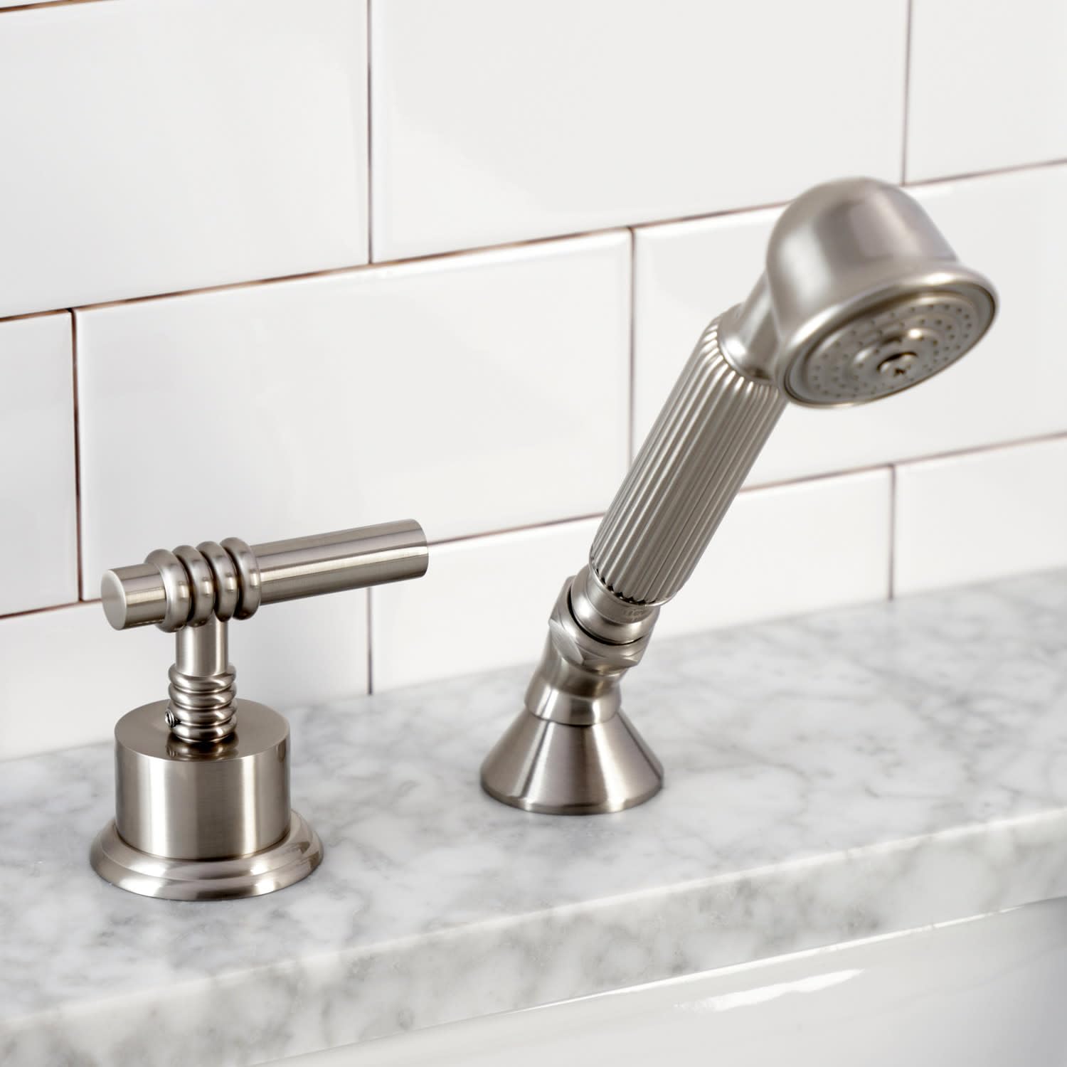 Kingston Brass KSK2365MLTR Oil Rubbed Bronze Deck Mount Hand Shower with Diverter for Roman Tub Faucet, 8 x 5.63 x 1.81 Inches - Perfect for Spa-Like Bathroom Upgrades and Luxurious Bathing Experience
