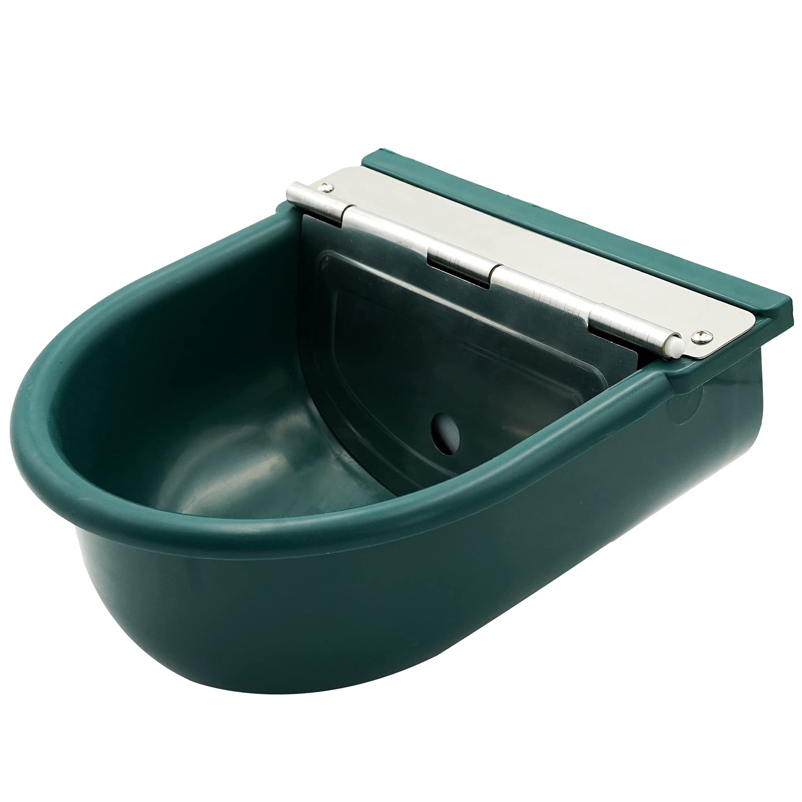 Automatic Waterer Bowl for Horses, Dogs, Sheep, Cows & Pigs - Large Plastic Animal Water Feeder with Float Valve & Drain Plug (Dark Green) - Ideal for Barns, Stables & Outdoor Farms
