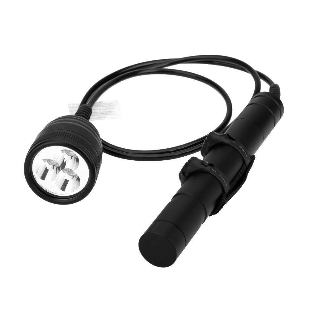 DF06 3000LM Professional Scuba Diving Flashlight - 3 LED Underwater Torch with 1.2M Cable for Cave & Deep Diving up to 492ft/150M (Batteries Not Included) | Perfect for Night Diving, Wreck Exploration & Technical Diving Adventures