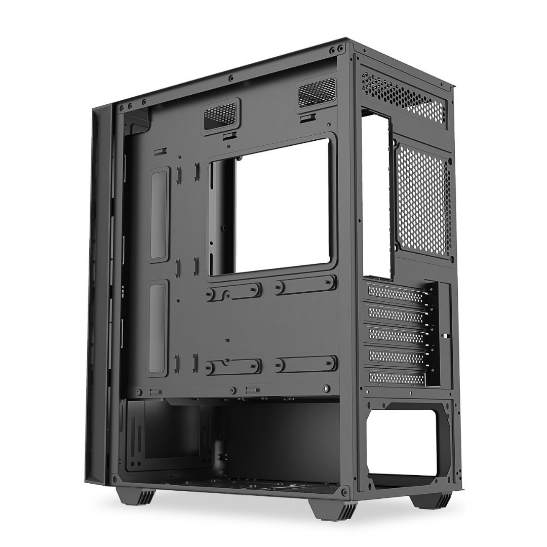 Comstars 2606M Micro ATX PC Case with Tempered Glass Side Panel & 4x 12cm ARGB Fans - Compact Gaming PC Tower for Home & Office Builds, RGB Lighting for Enhanced Aesthetics