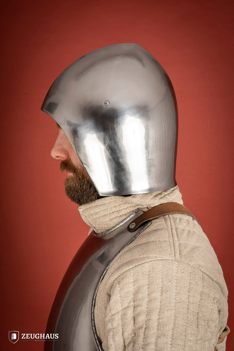 2mm Polished Simple Bascinet Helmet - Medieval Knight Armor Replica for LARP, Cosplay & Historical Reenactment