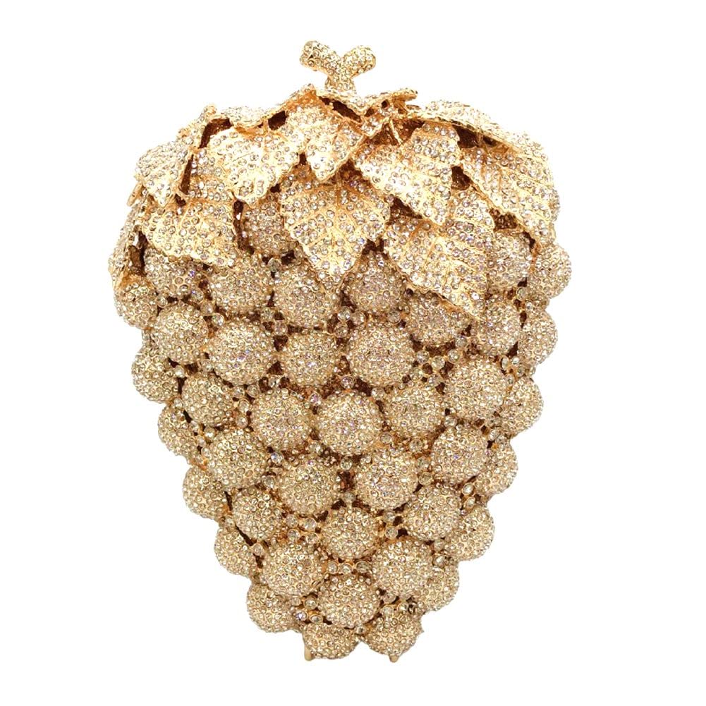 Elegant Hollow Carved Grape Rhinestone Evening Clutch Bag - Luxury Crystal Handbag for Women | Perfect for Parties, Weddings & Formal Events