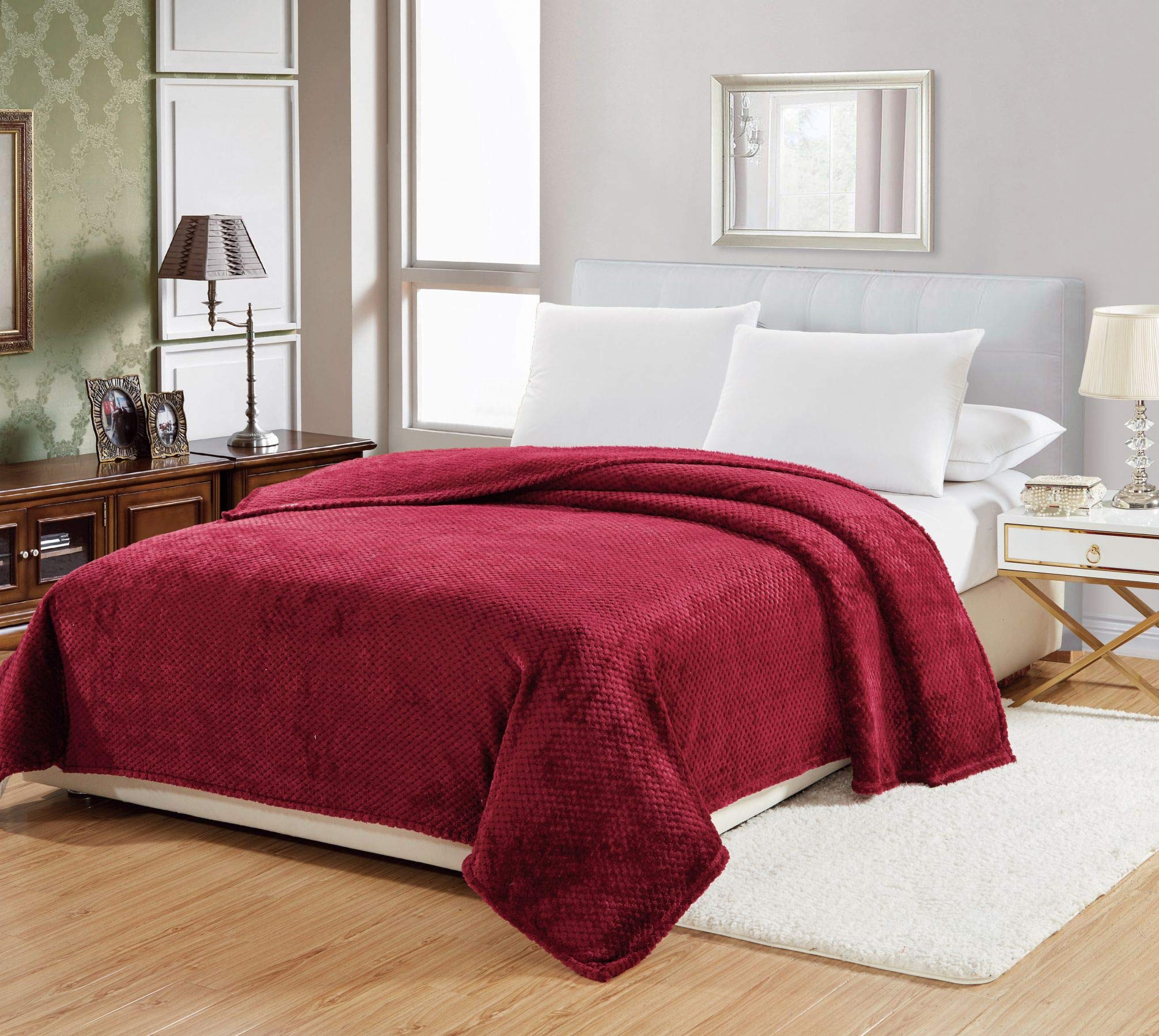 Soft & Cozy Popcorn Textured Microplush Blanket - Ultra Warm Fleece Throw for Bed, Couch & Movie Nights - Home Essentials for Winter, Gifts & Relaxation