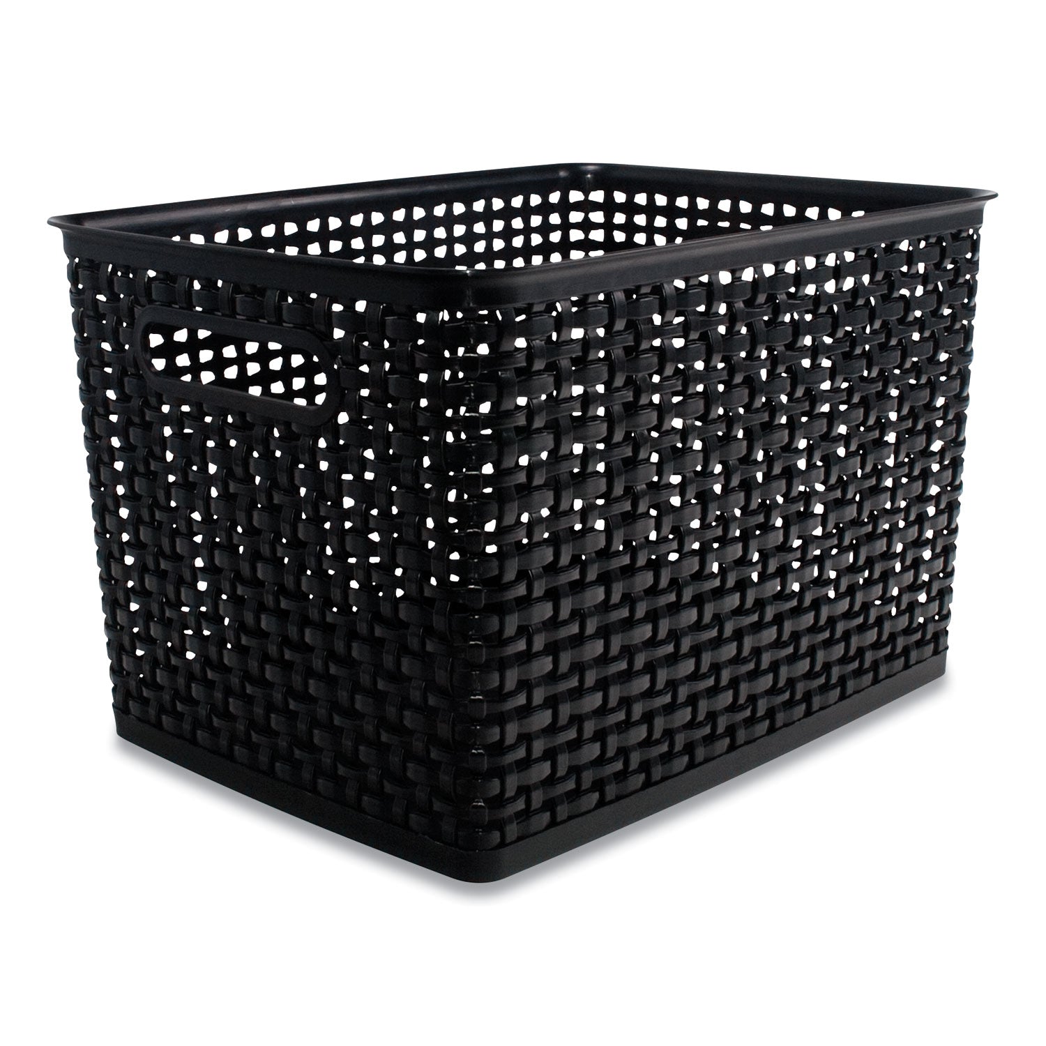 Advantus Large Black Plastic Weave Storage Bin - 13.5