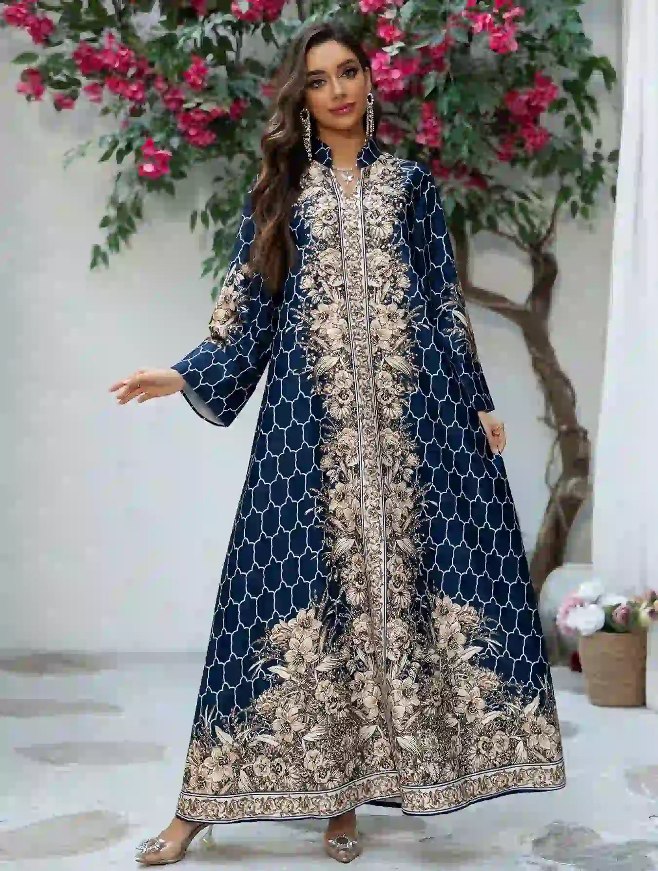 Elegant Hotfix Rhinestone Caftan Dress for Women - Beaded Eid Party Wear, Wedding Guest Outfit, Summer Beach Cover Up, Boho Maxi Dress #25446