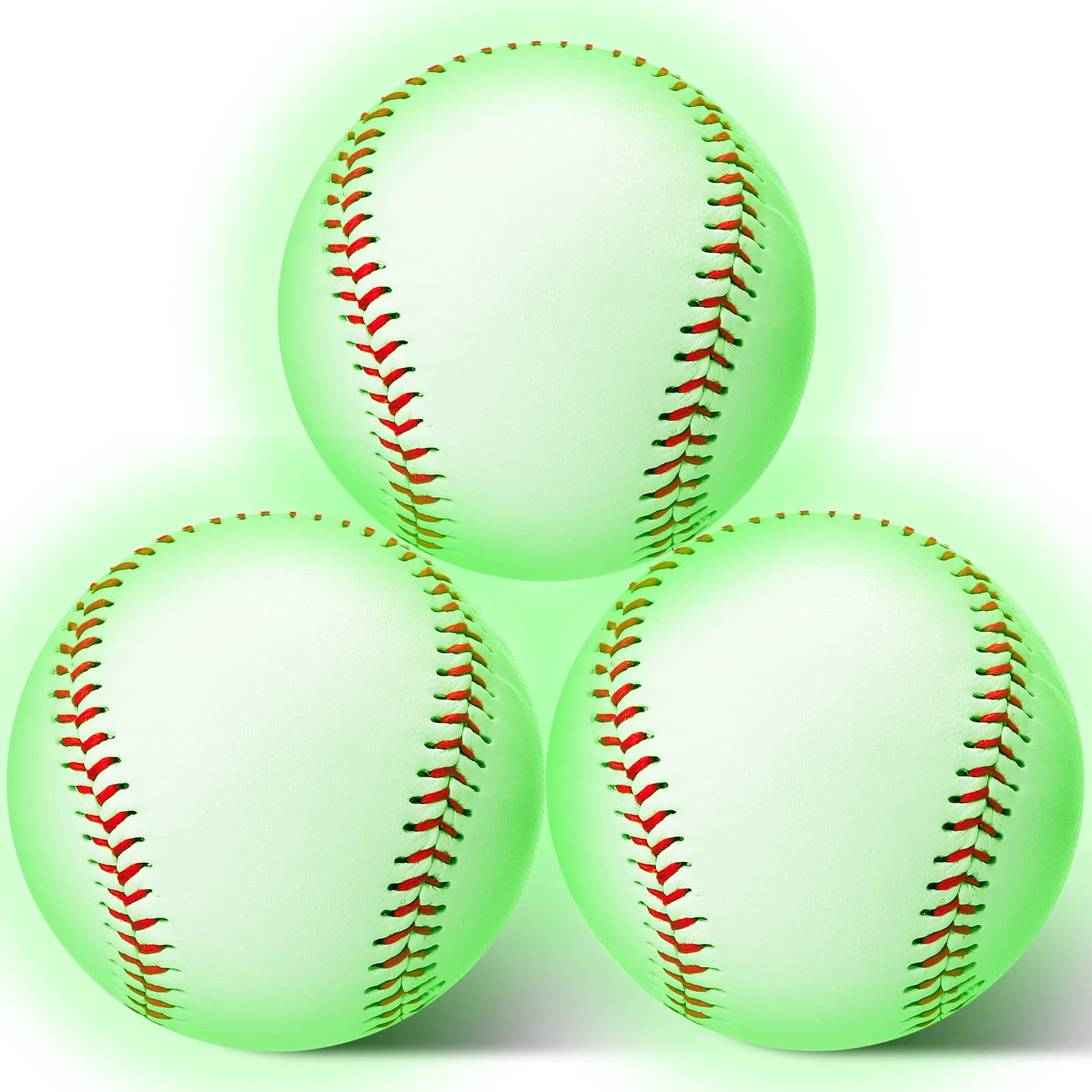 3 Pack Glow in The Dark Baseballs - Official Size Light Up Balls for Night Games, Backyard Practice & Outdoor Sports - Perfect Gift for Boys, Girls & Baseball Fans - Ideal for Camping, Backyard Fun & Evening Activities