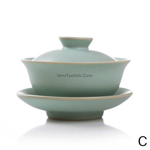 Authentic Chinese Ru Kiln Gaiwan - Handmade Ceramic Teacup with Lid & Saucer for Gongfu Tea Brewing | Perfect for Tea Ceremonies, Home Use & Gifts