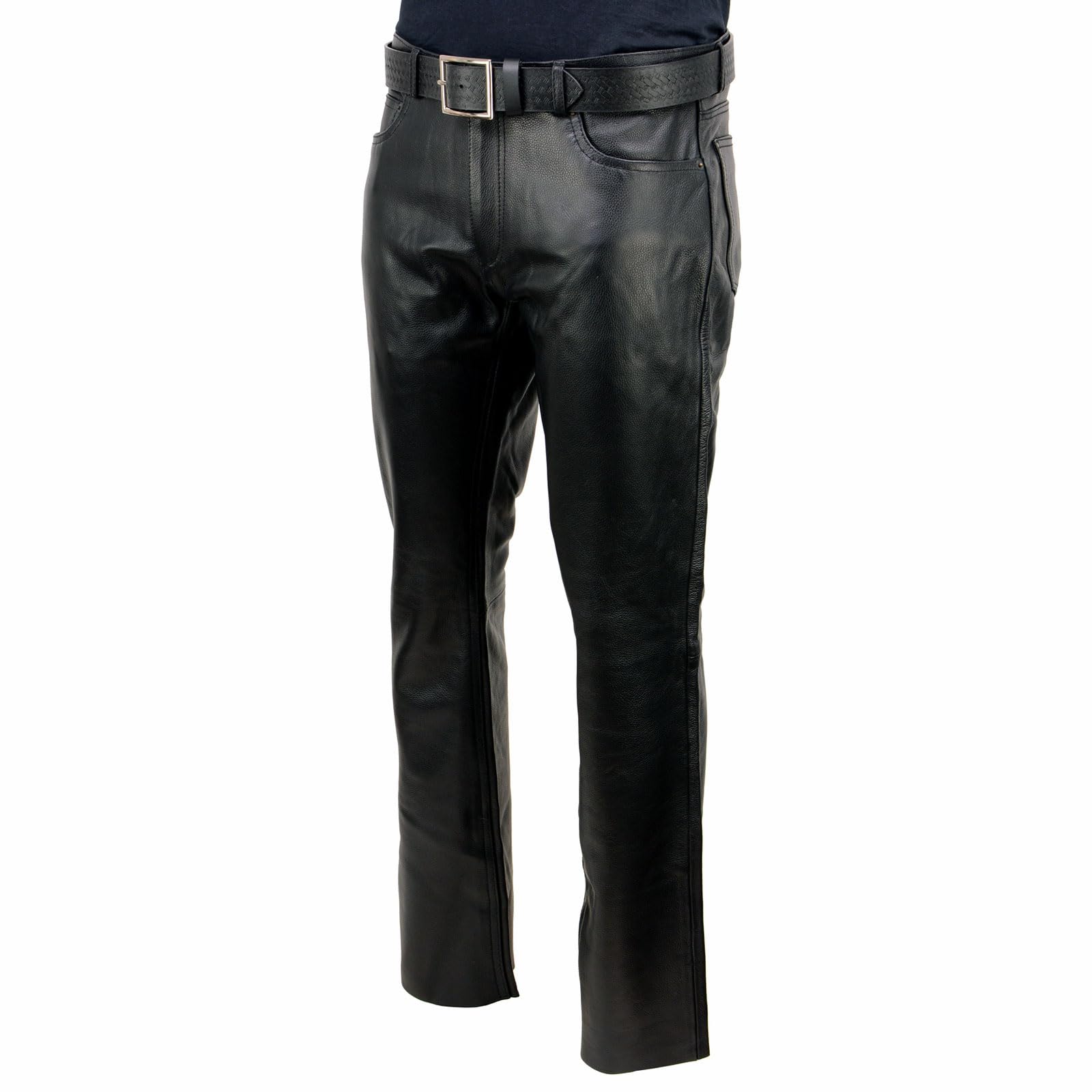 Milwaukee Leather Men's Classic Fit 5-Pocket Motorcycle Pants - Premium Genuine Leather Riding Pants for Bikers - LKM5790 - Perfect for Harley Davidson & Cruiser Motorcycles