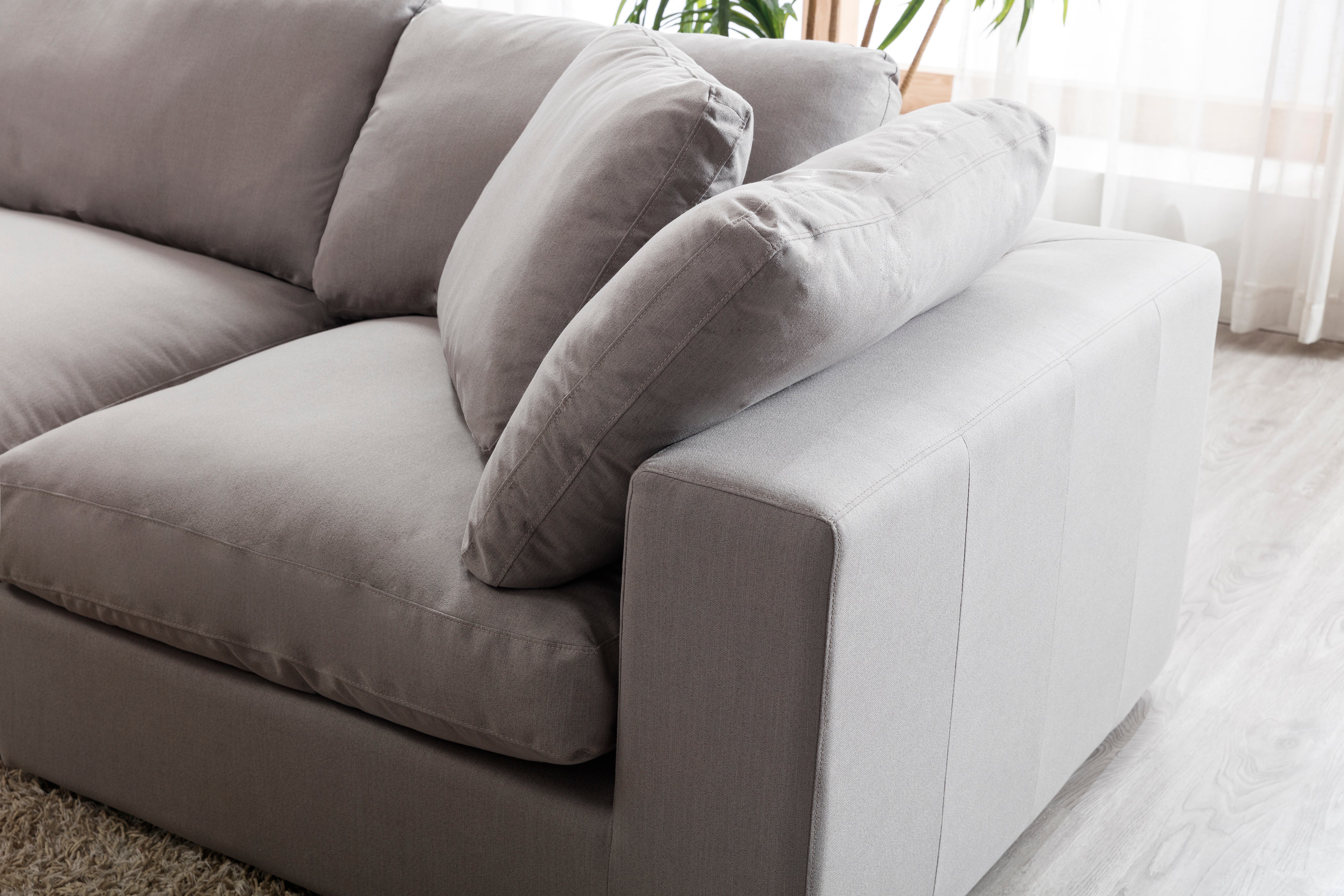 Rivas Contemporary Feather Fill 8-Piece Modular Sectional Sofa with 2 Ottomans in Graphite - Modern Living Room Furniture for Comfortable Lounging and Entertaining
