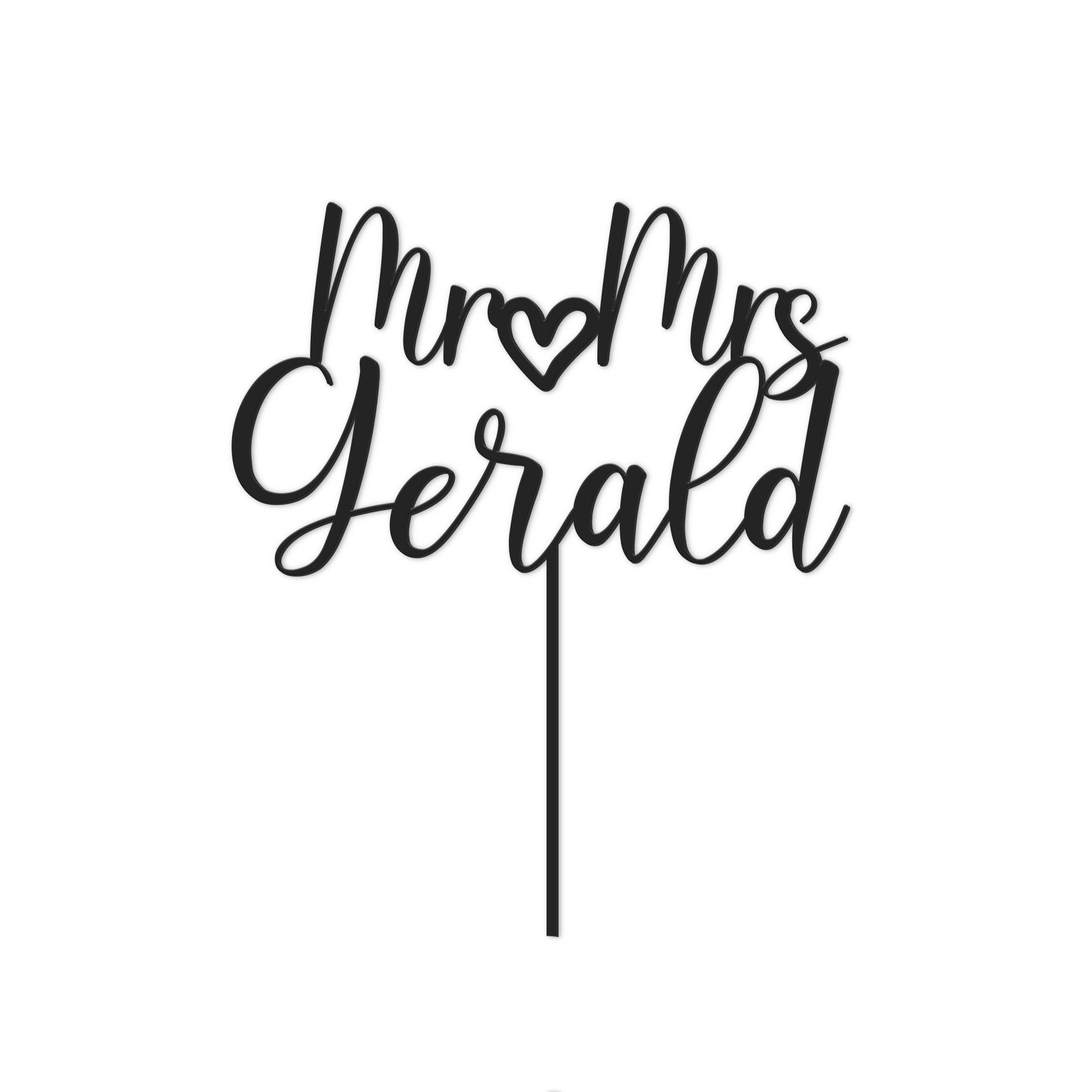 Elegant Heart Wedding Cake Toppers in Gold, Silver & Black - Mr & Mrs Personalized Cake Decorations for Weddings & Anniversaries (CT17) - Perfect for Romantic Celebrations, Bridal Showers & Vow Renewals