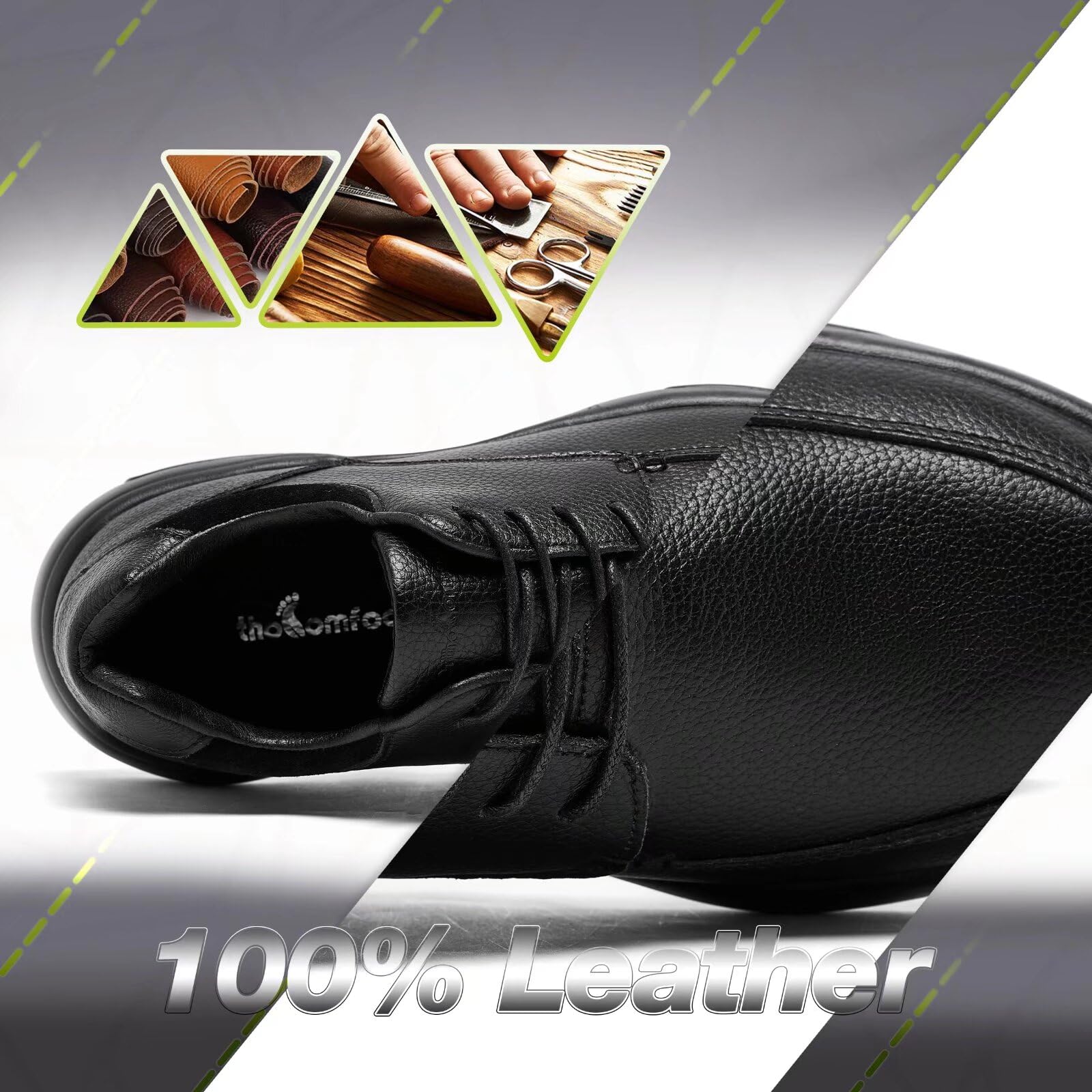 OrthoComfoot Men's Orthopedic Leather Dress Shoes - Arch Support Walking Sneakers for Plantar Fasciitis & Flat Feet Relief | Comfortable Business Casual Shoes for Heel Pain | Perfect for Office Work, Daily Walking & Travel