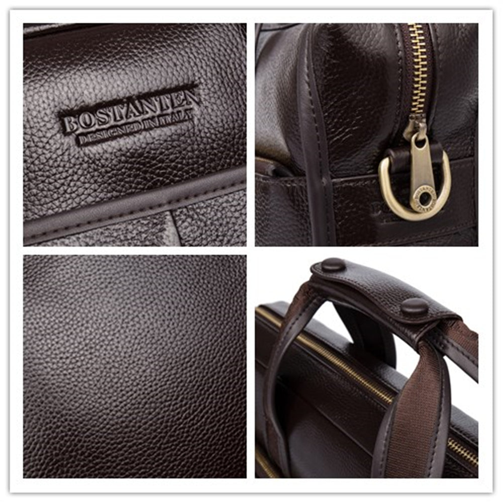 Premium Genuine Leather Messenger Bag for Men - Classic Business Briefcase with 14 Inch Laptop Compartment | Ideal for Office, Work, Travel & Daily Commute