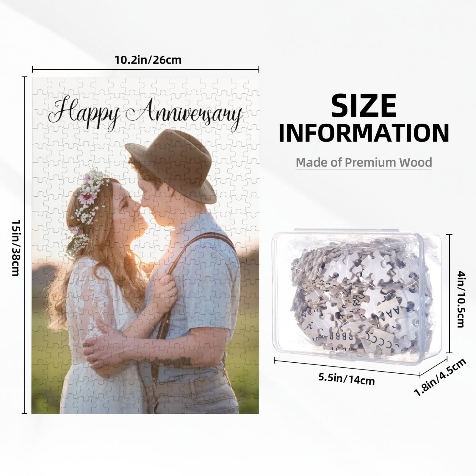 Custom Personalized Photo Wooden Jigsaw Puzzle with Text & Name - Unique Wedding, Anniversary, Graduation Gift for Adults & Kids - Perfect for Family Game Nights, Party Favors & Memory Keepsakes