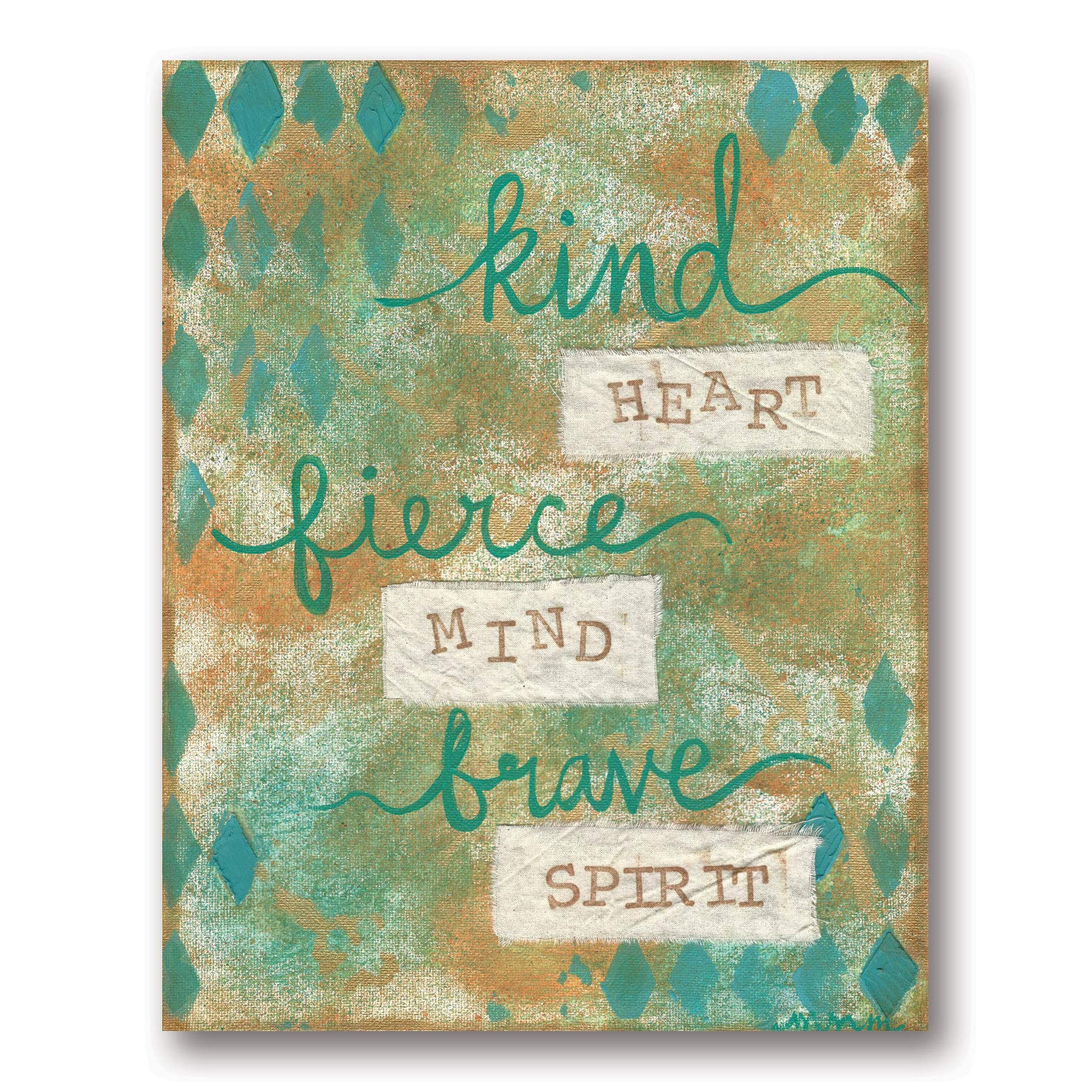 Inspirational 'Kind Heart, Fierce Mind, Brave Spirit' 11x14in Scrapbook-Style Poster Print - Religious Wall Decor for Home, Office & Classroom Motivation
